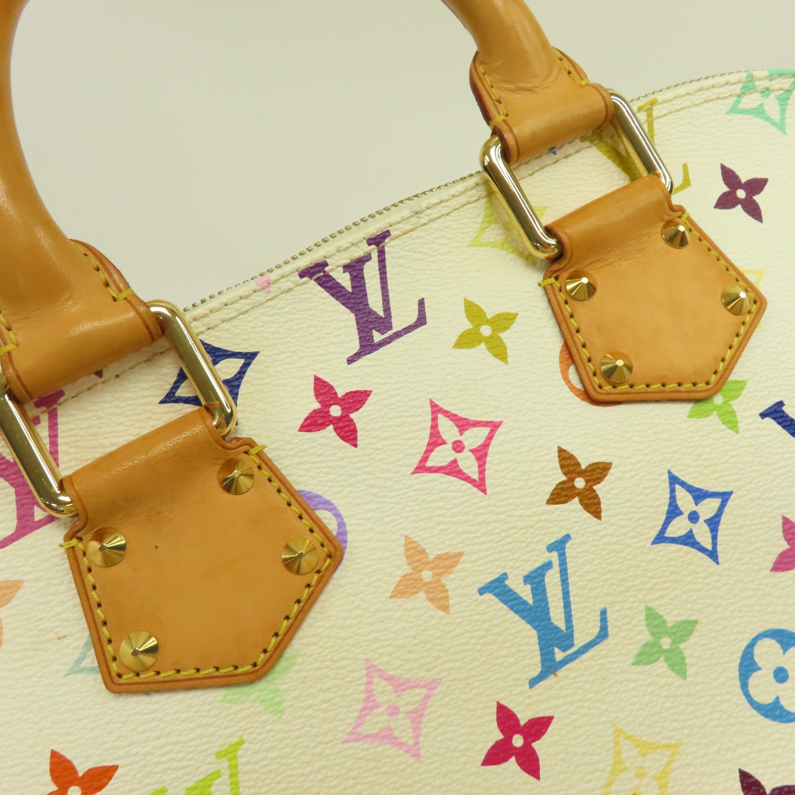 LOUIS VUITTON Monogram Multicolore Alma金扣手挽袋白色/彩色