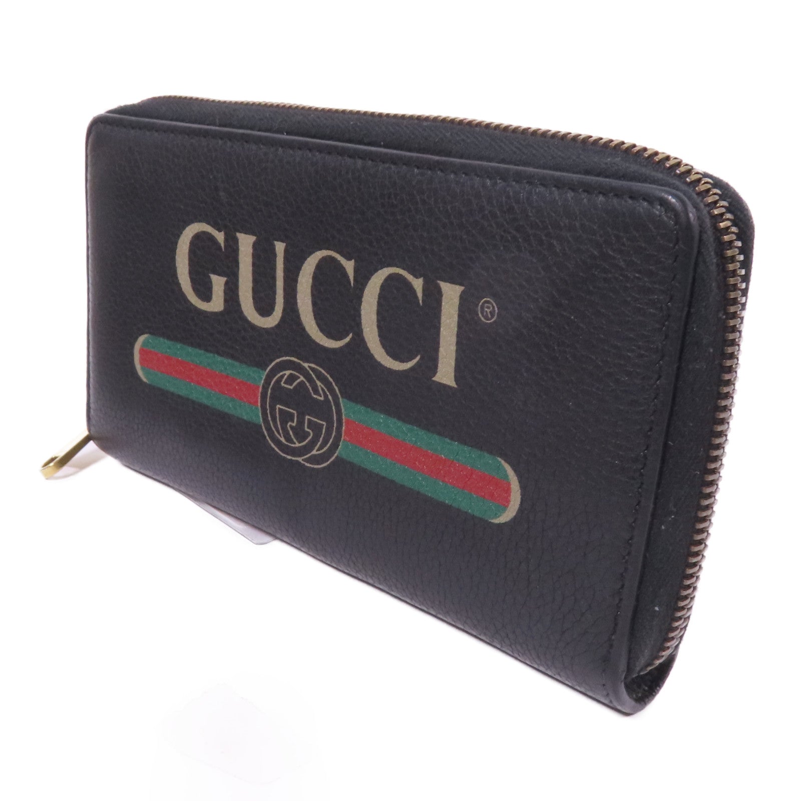 GUCCI 牛皮皮革Zipper Long Round Wallet金扣長錢包