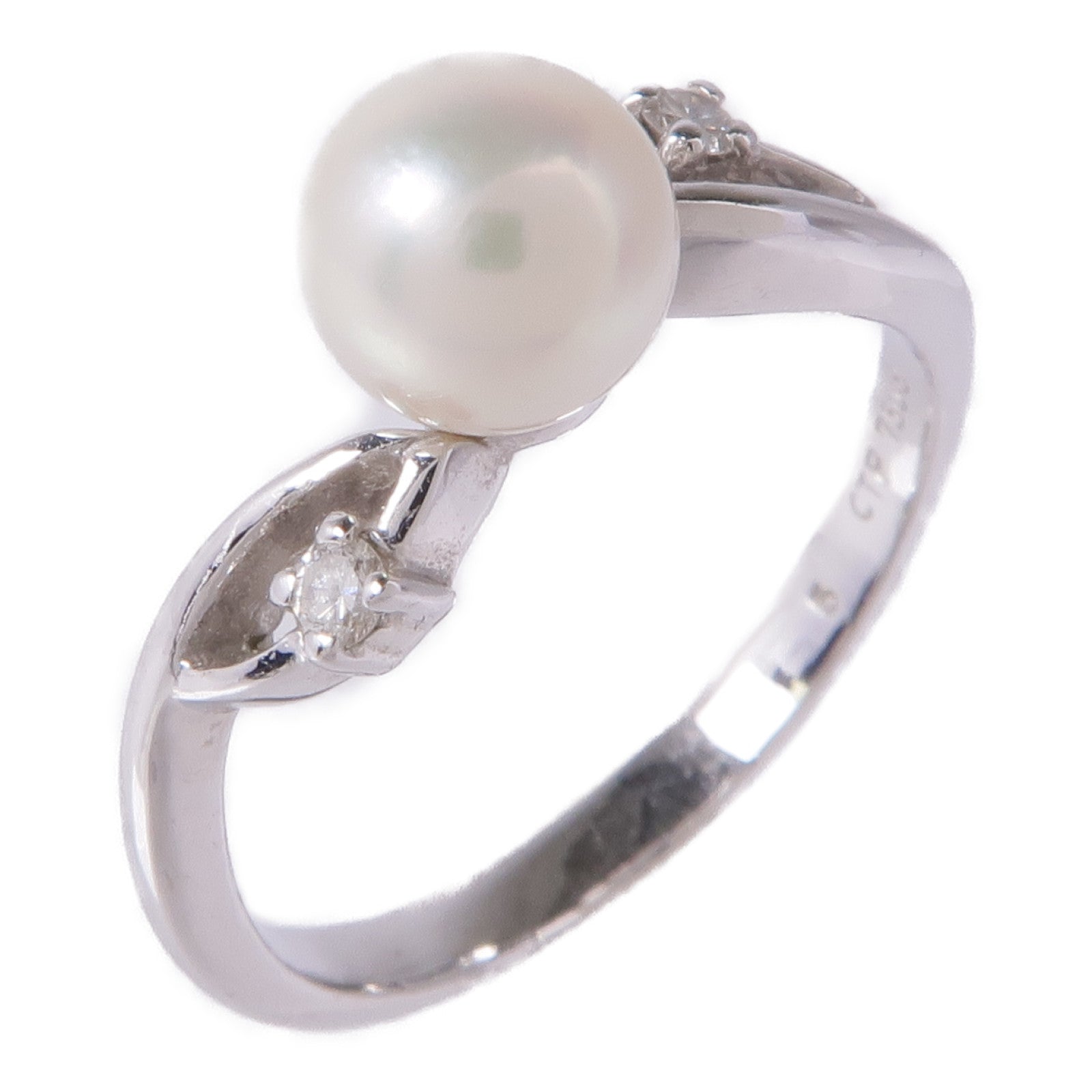 JEWELRY 【激減優惠】18K白金Pearl/Diamond Ring珍珠/鑽石戒指US#6