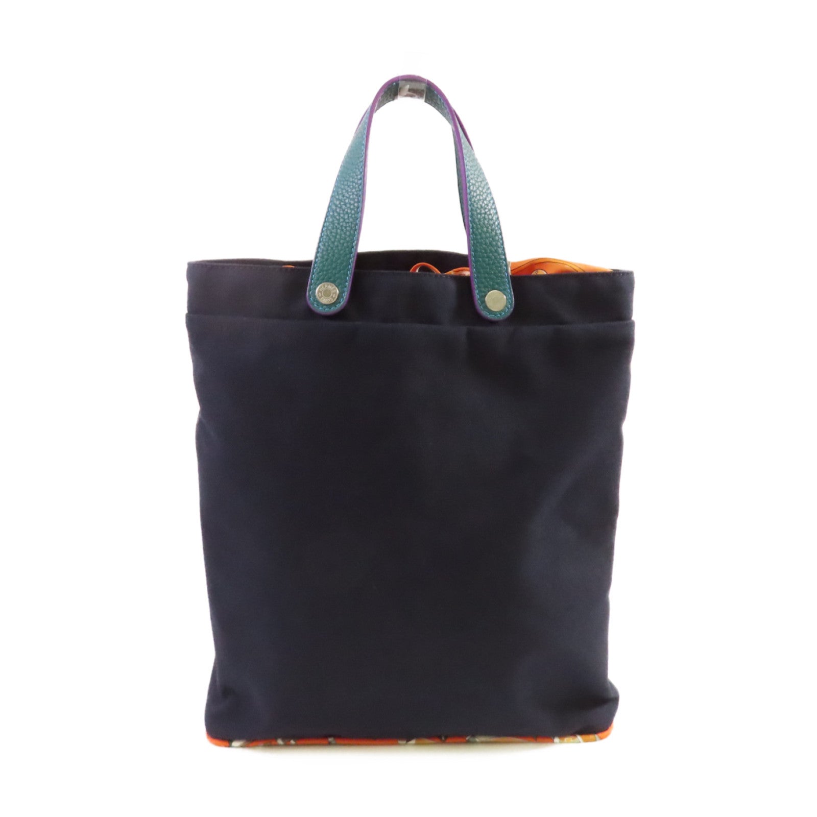 HERMES 帆布Tote Bag銀扣手挽袋深藍色