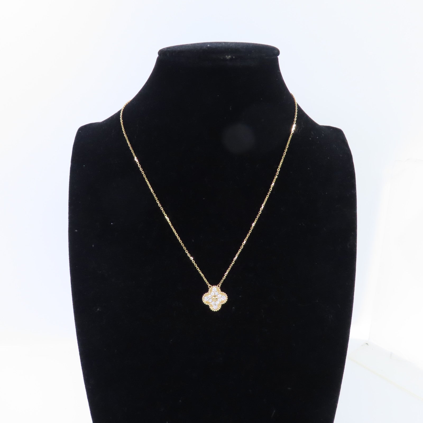 Van Cleef & Arpels 18K黃金/鑽石Vintage Alhambra Diamond Pendant Necklace項鏈