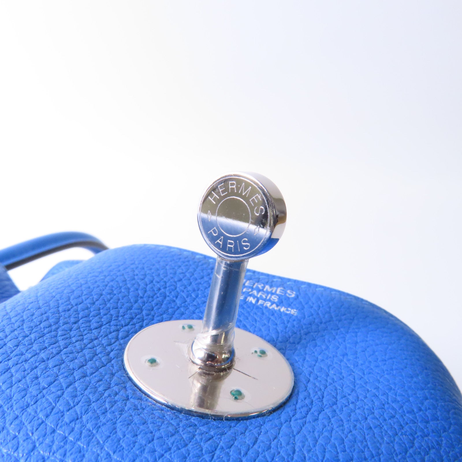 HERMES 【激減優惠】Evercolor皮革Lindy 26銀扣手挽肩背兩用袋藍色