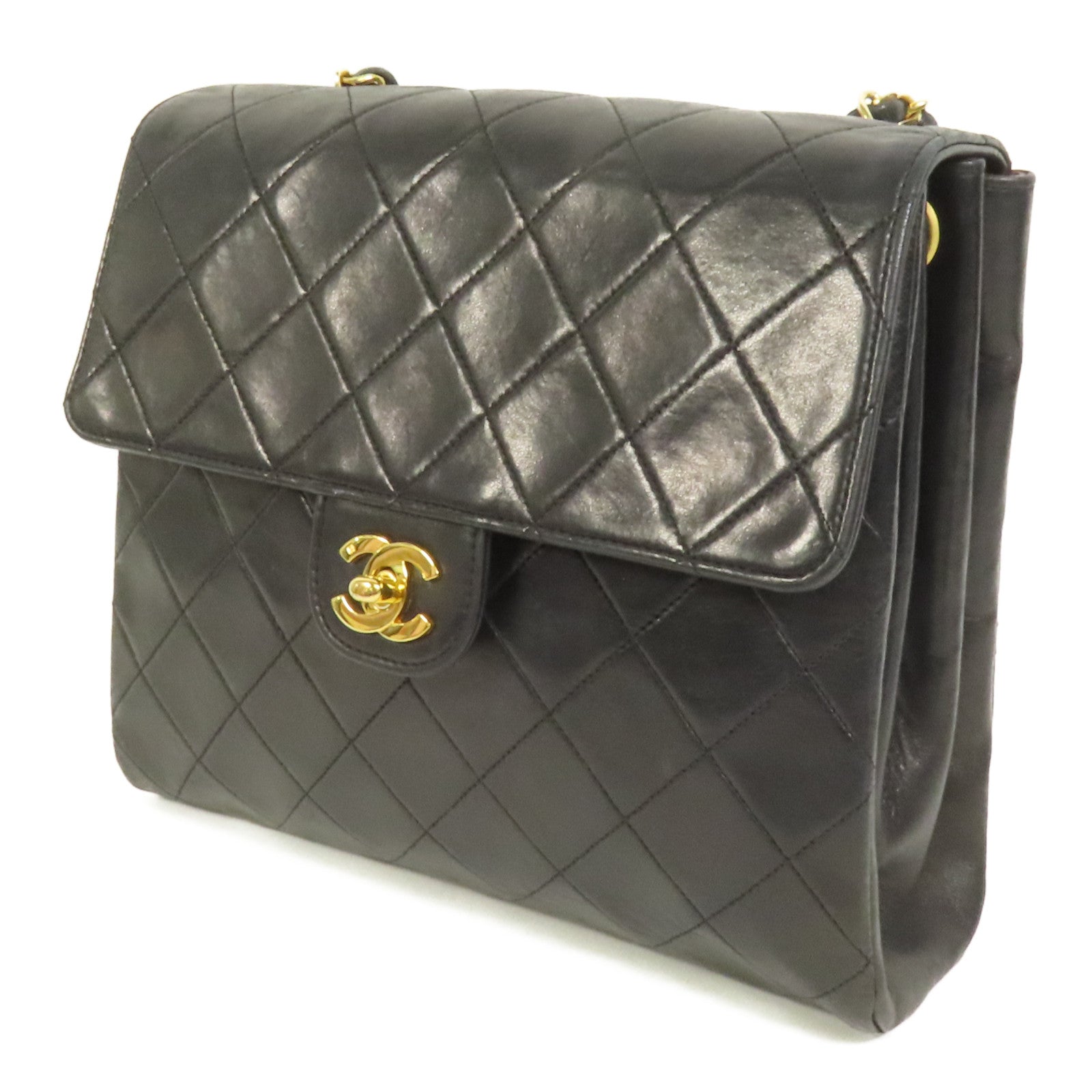 CHANEL 羊皮皮革Vintage Matelasse Shoulder Bag金扣鏈帶肩背袋