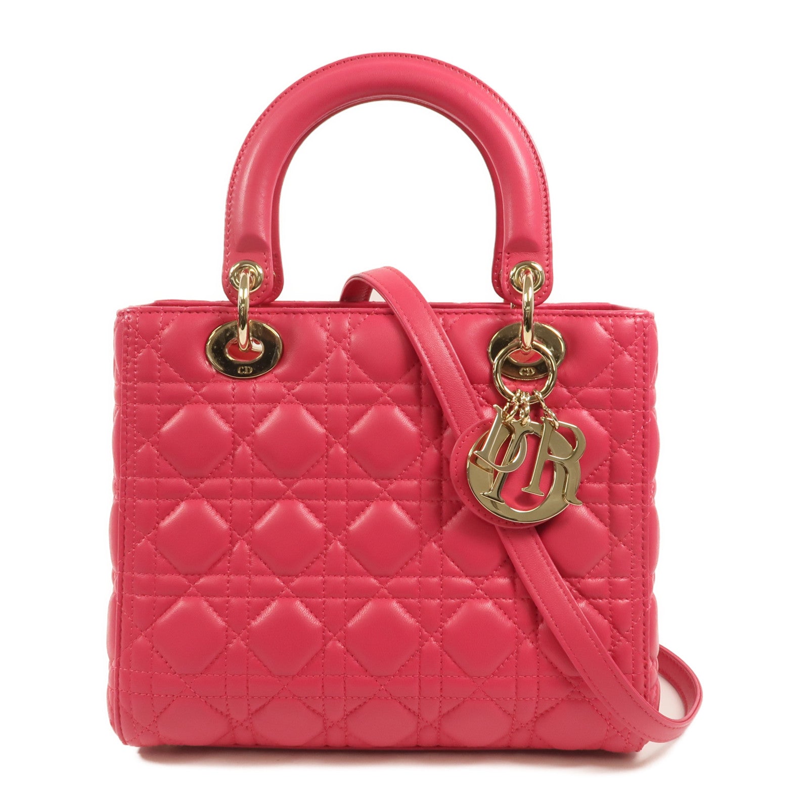 Dior 羊皮皮革Lady Dior Medium手挽肩背兩用袋