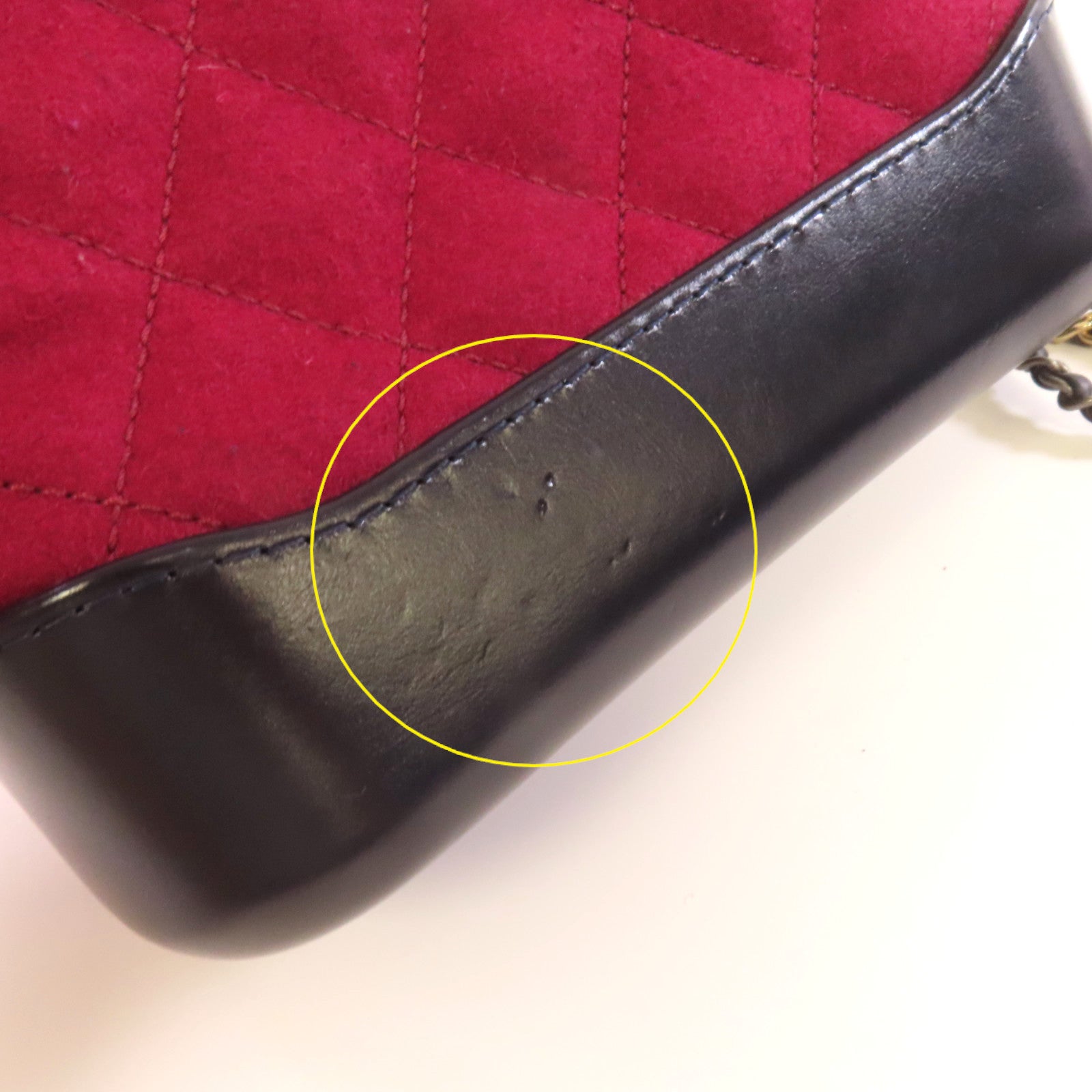 CHANEL **【激減優惠】菱格帆布Gabrielle Mini Chain Shoulder Bag銀扣鏈帶肩背袋酒紅色/黑色