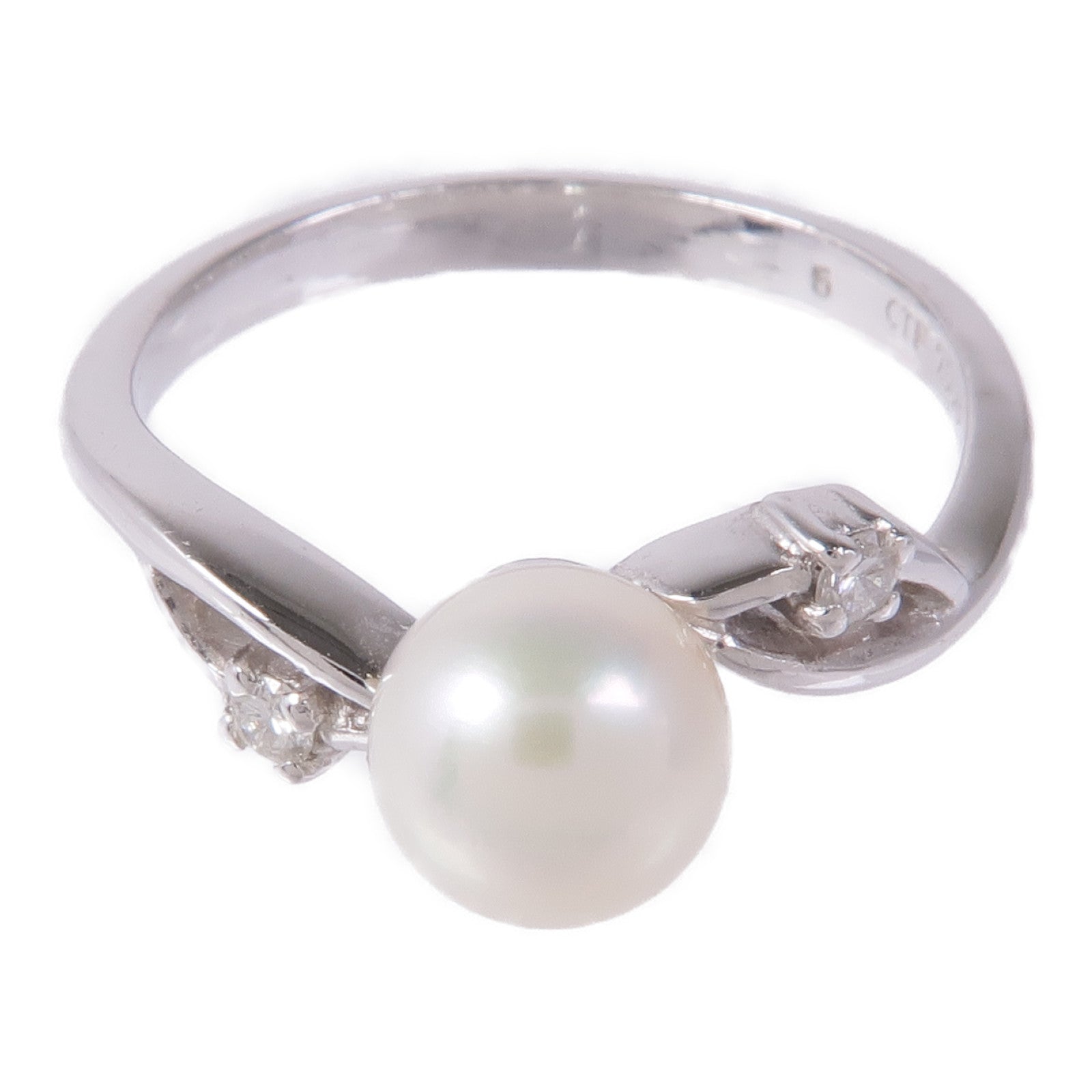 JEWELRY 18K白金Pearl/Diamond Ring珍珠/鑽石戒指US#6