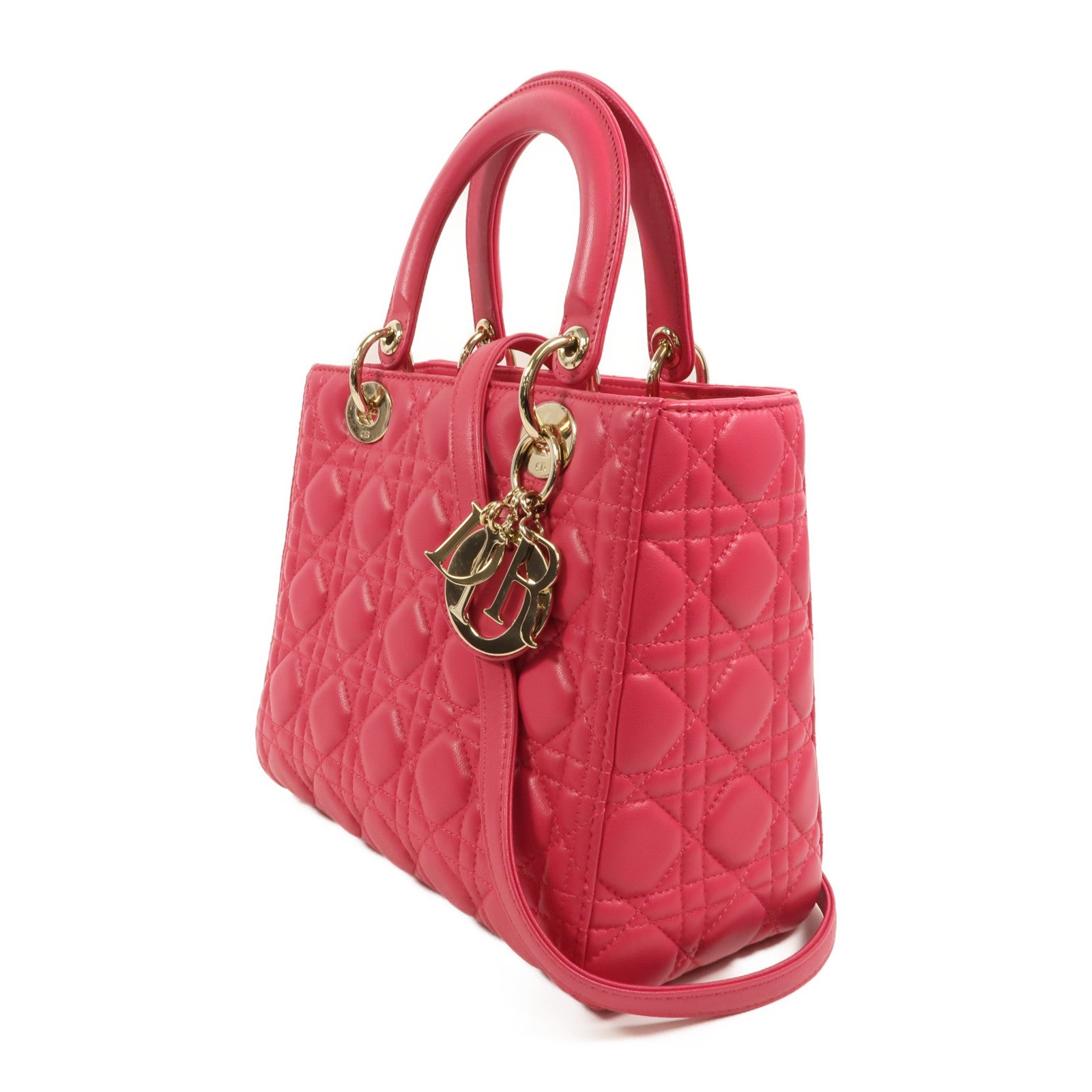 Dior 羊皮皮革Lady Dior Medium手挽肩背兩用袋