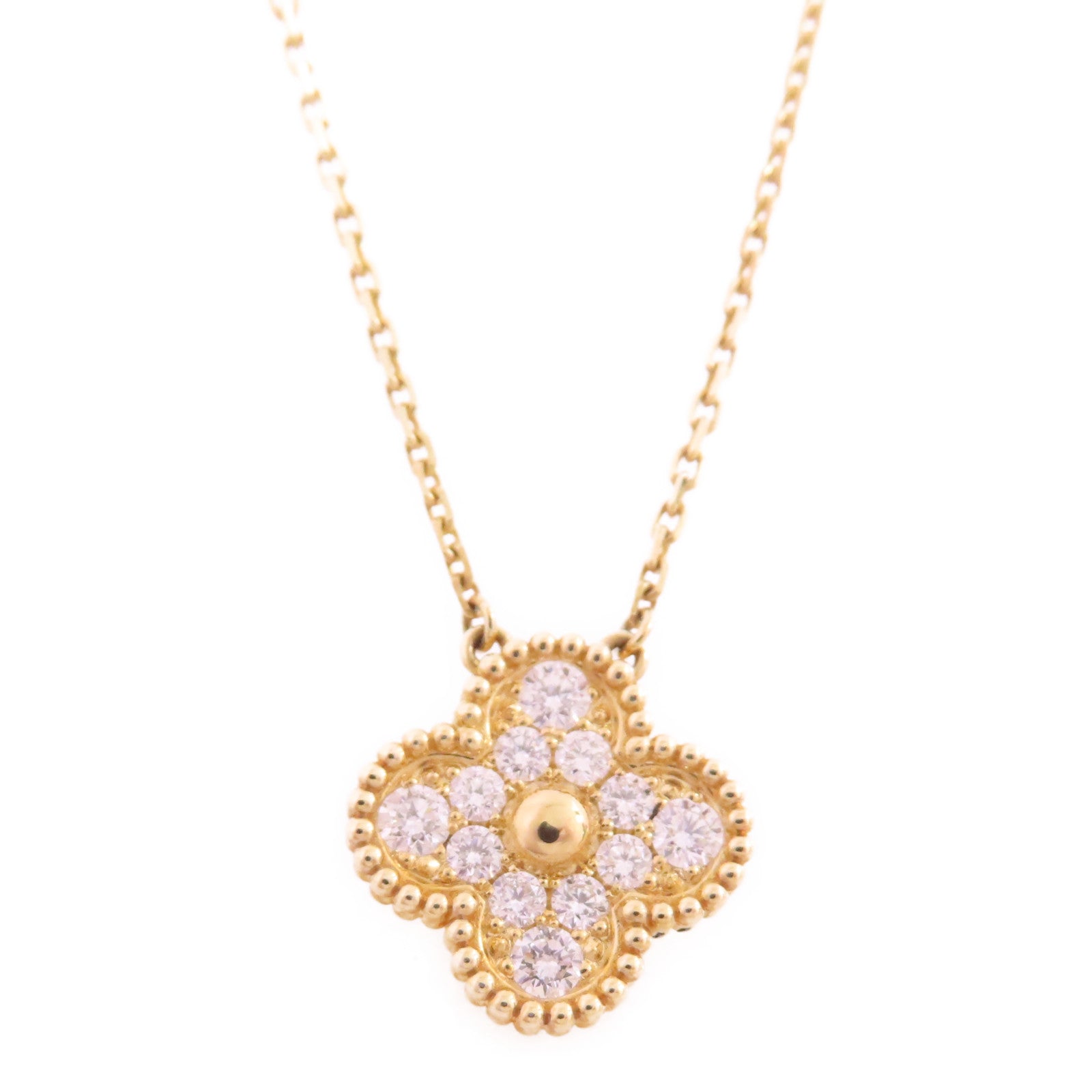 Van Cleef & Arpels 18K黃金/鑽石Vintage Alhambra Diamond Pendant Necklace項鏈