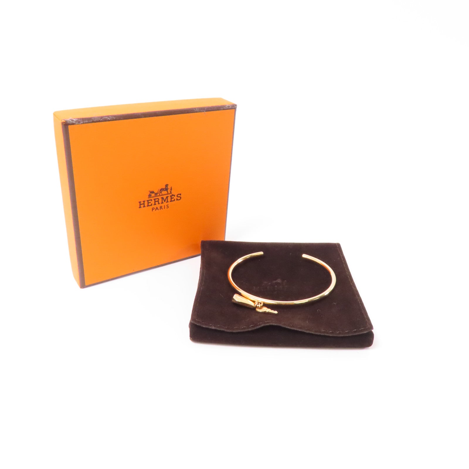 HERMES 18K玫瑰金Kelly Clochette Bracelet XS手鐲金色
