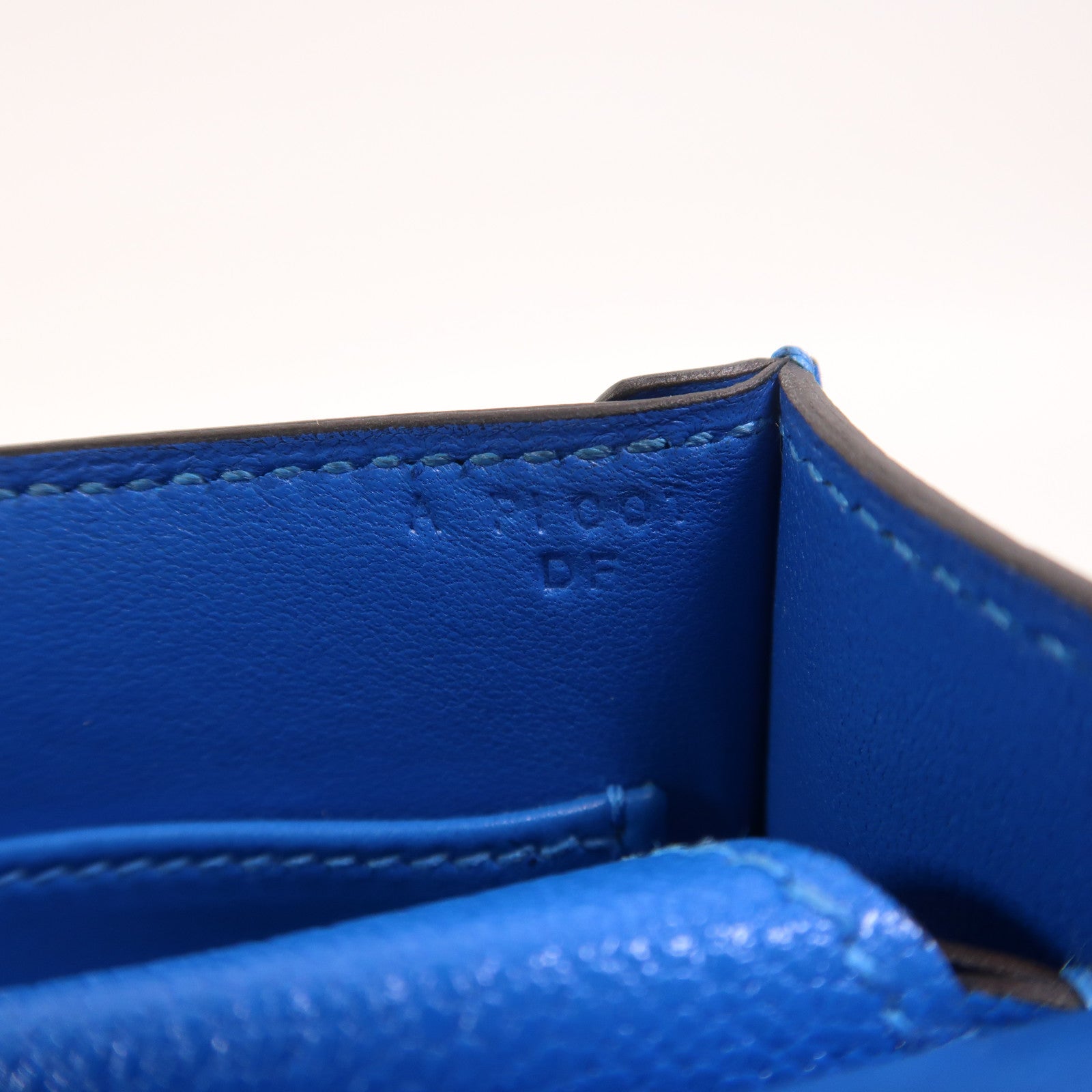 HERMES Chevre皮革Verrou Mini銀扣鏈帶肩背袋Bleu Hydra