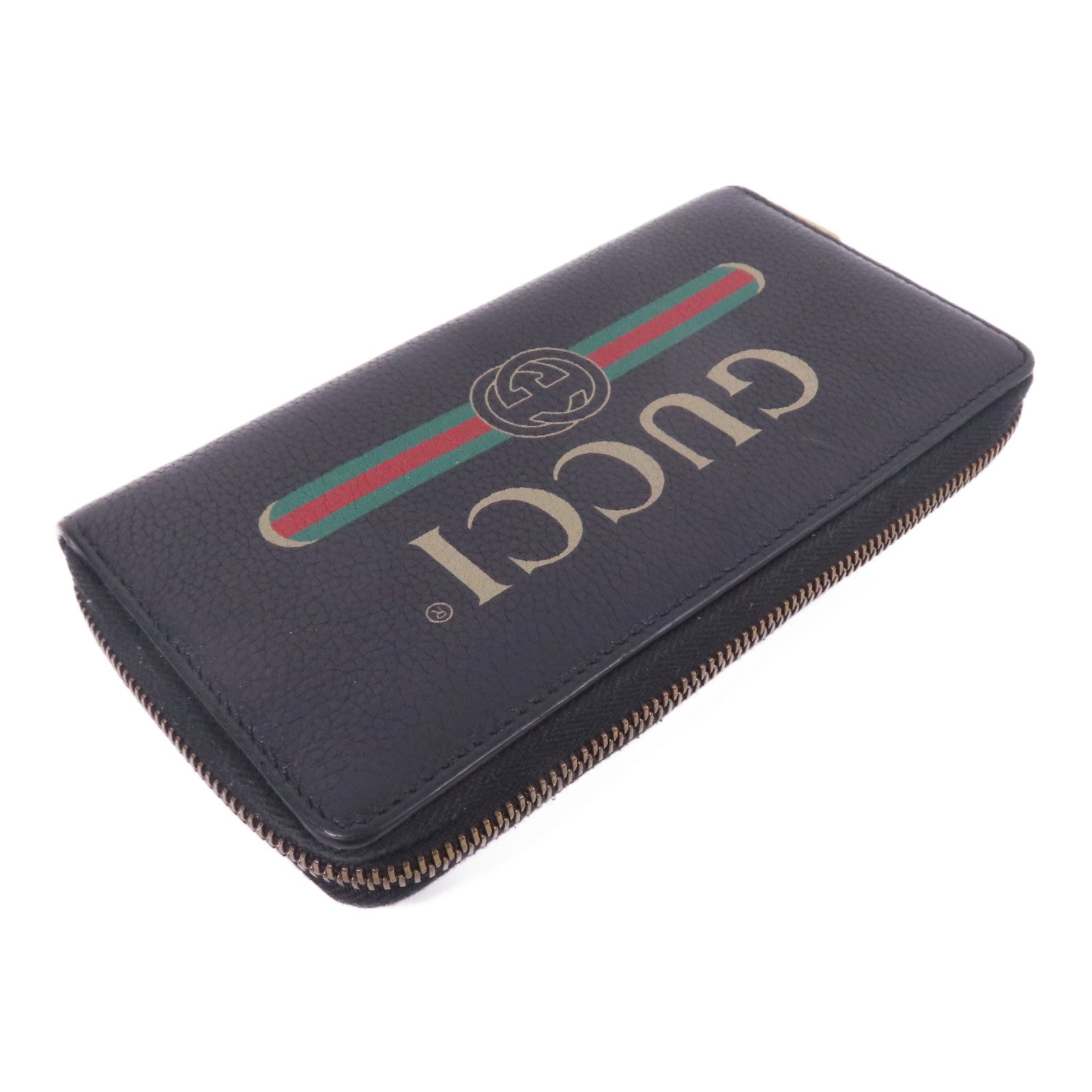 GUCCI 牛皮皮革Zipper Long Round Wallet金扣長錢包
