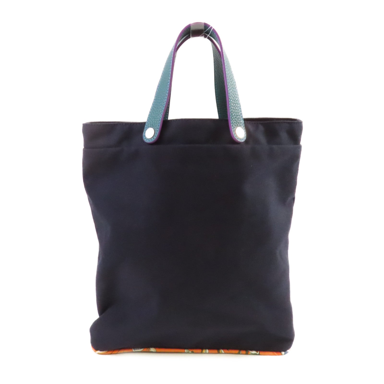HERMES 帆布Tote Bag銀扣手挽袋深藍色