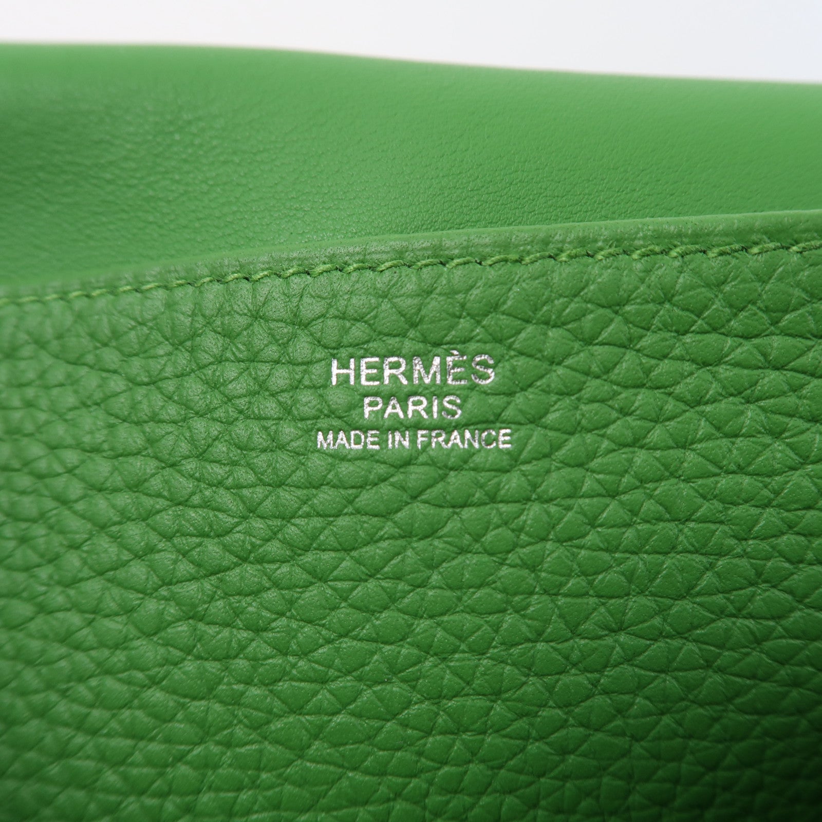 HERMES Clemence皮革Halzan 25銀扣手挽肩背兩用袋Vert Yucca絲蘭綠色