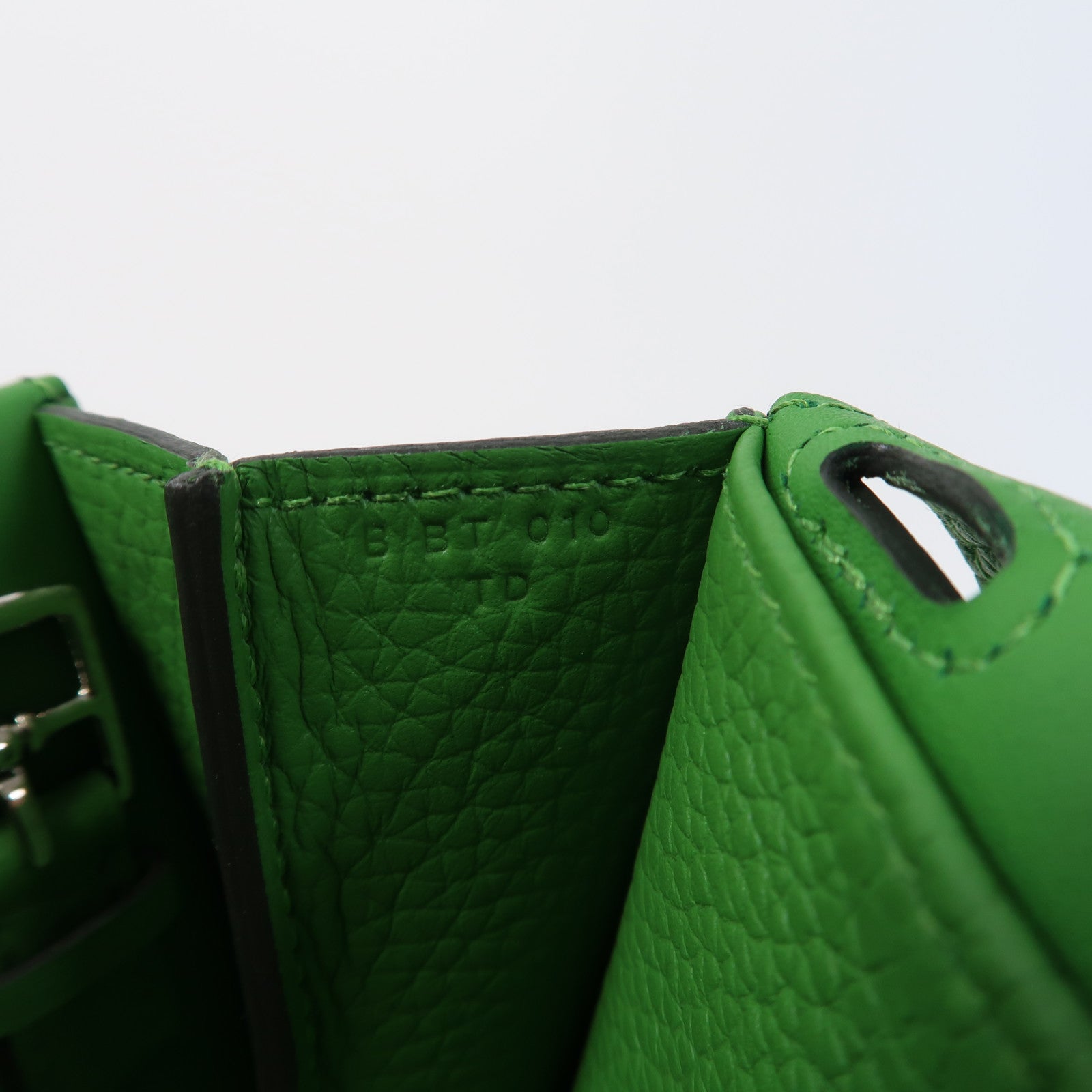 HERMES Clemence皮革Halzan 25銀扣手挽肩背兩用袋Vert Yucca絲蘭綠色