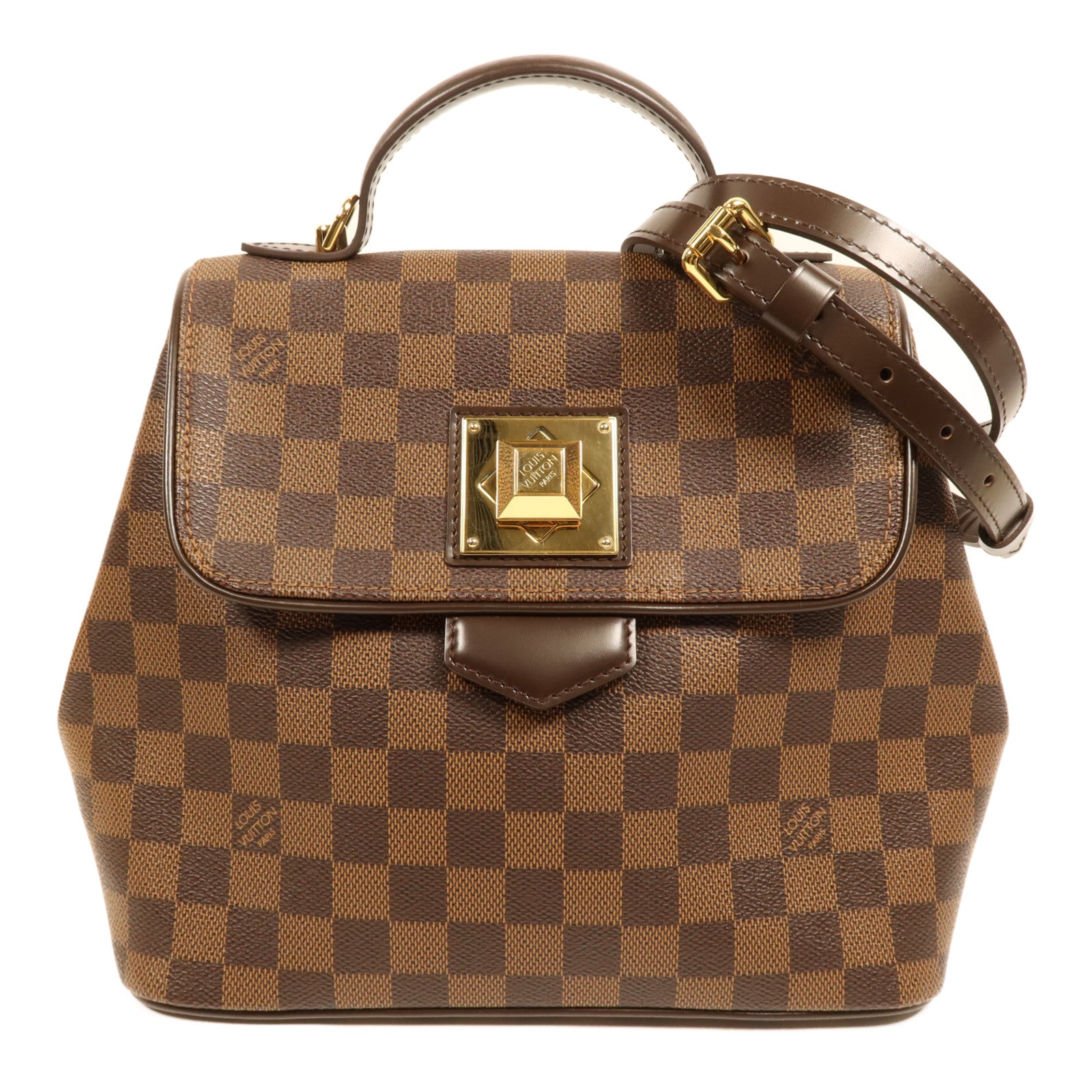 LOUIS VUITTON Damier Bergamo PM金扣手挽肩背兩用袋