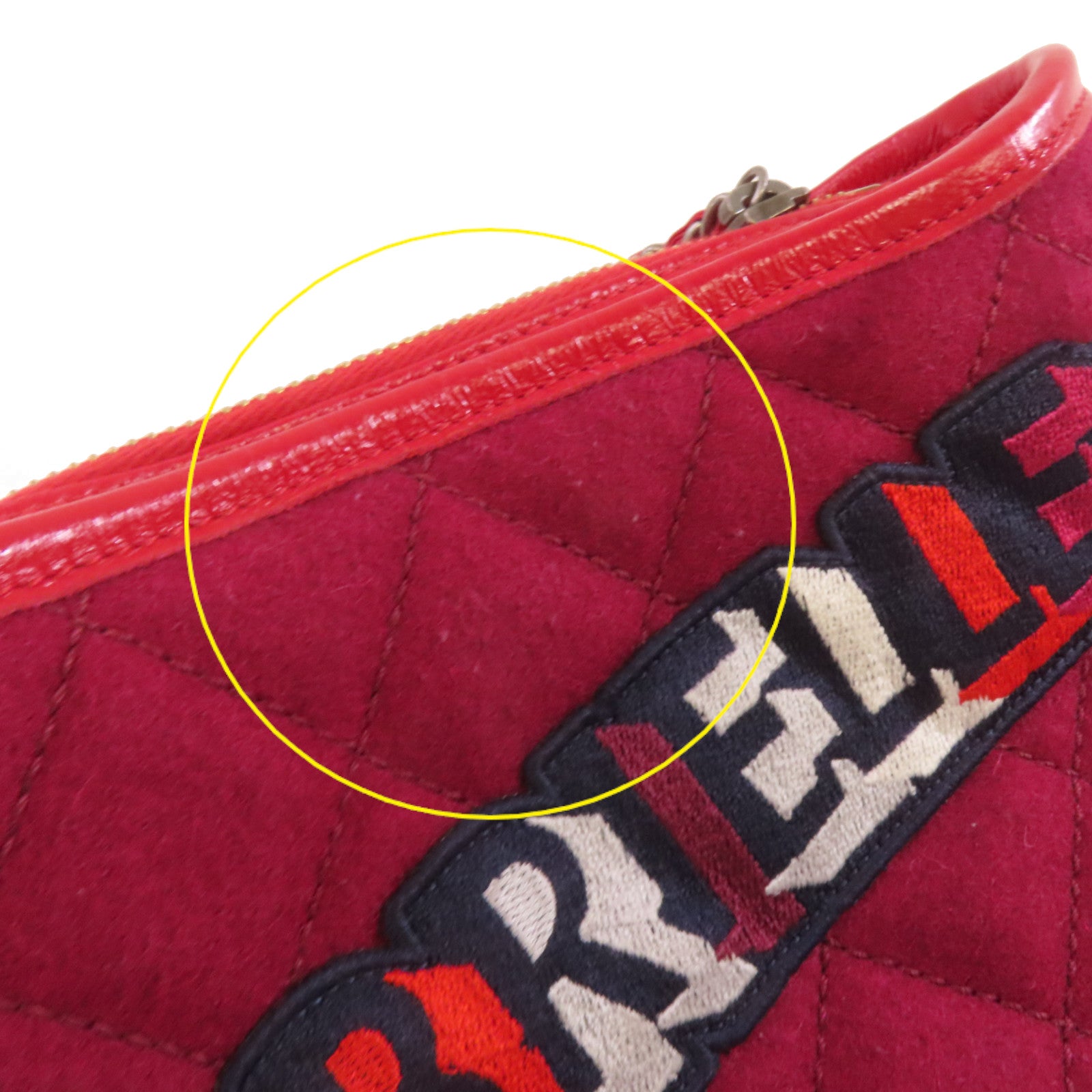 CHANEL **【激減優惠】菱格帆布Gabrielle Mini Chain Shoulder Bag銀扣鏈帶肩背袋酒紅色/黑色