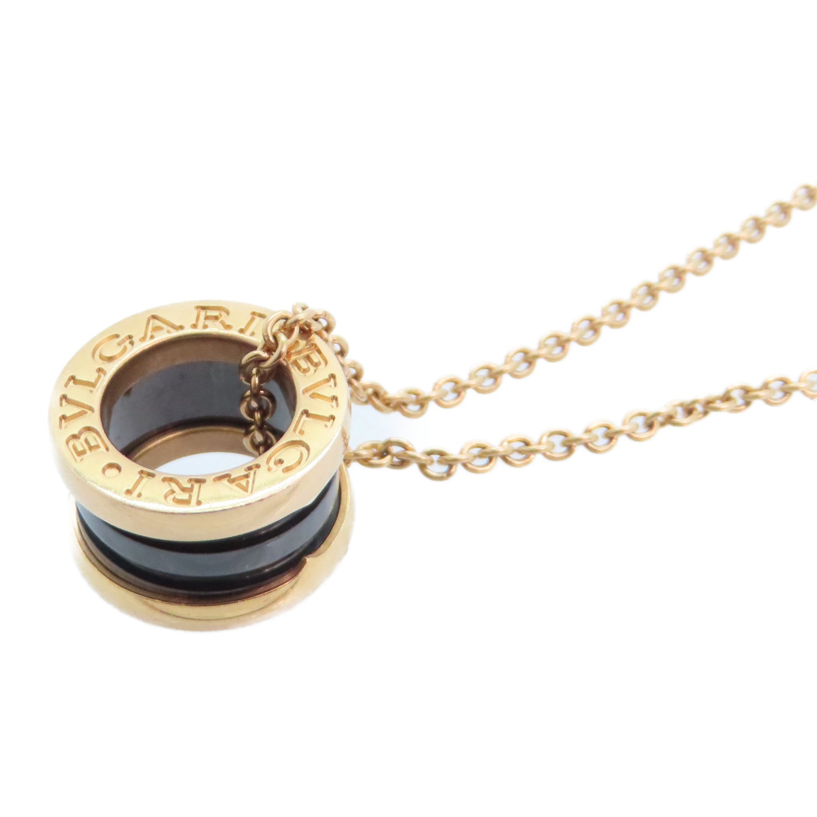 BVLGARI 18K玫瑰金/陶瓷B-zero1 Necklace金扣項鏈