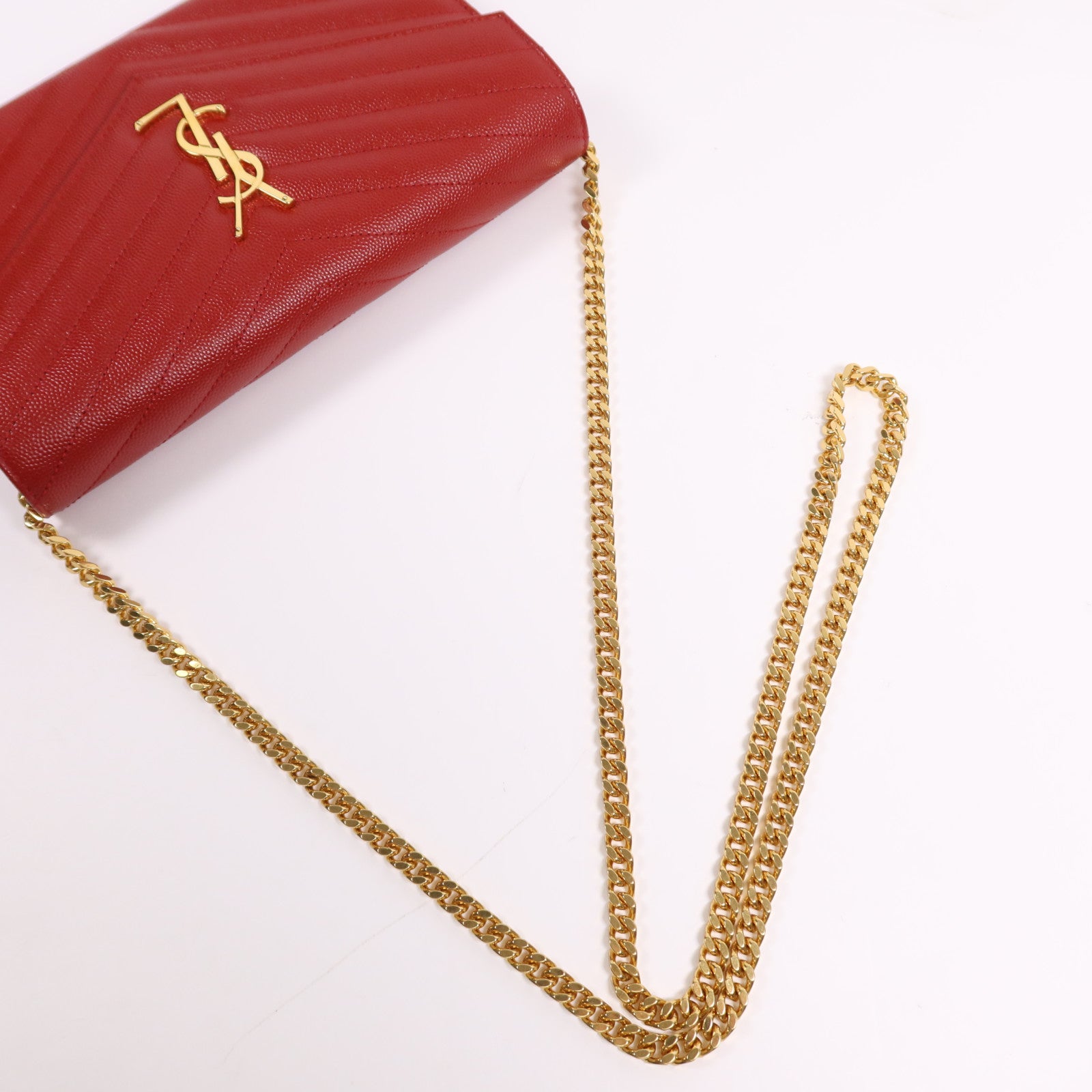 SAINT LAURENT 牛皮皮革Cassandre Envelope金扣鏈帶肩背袋