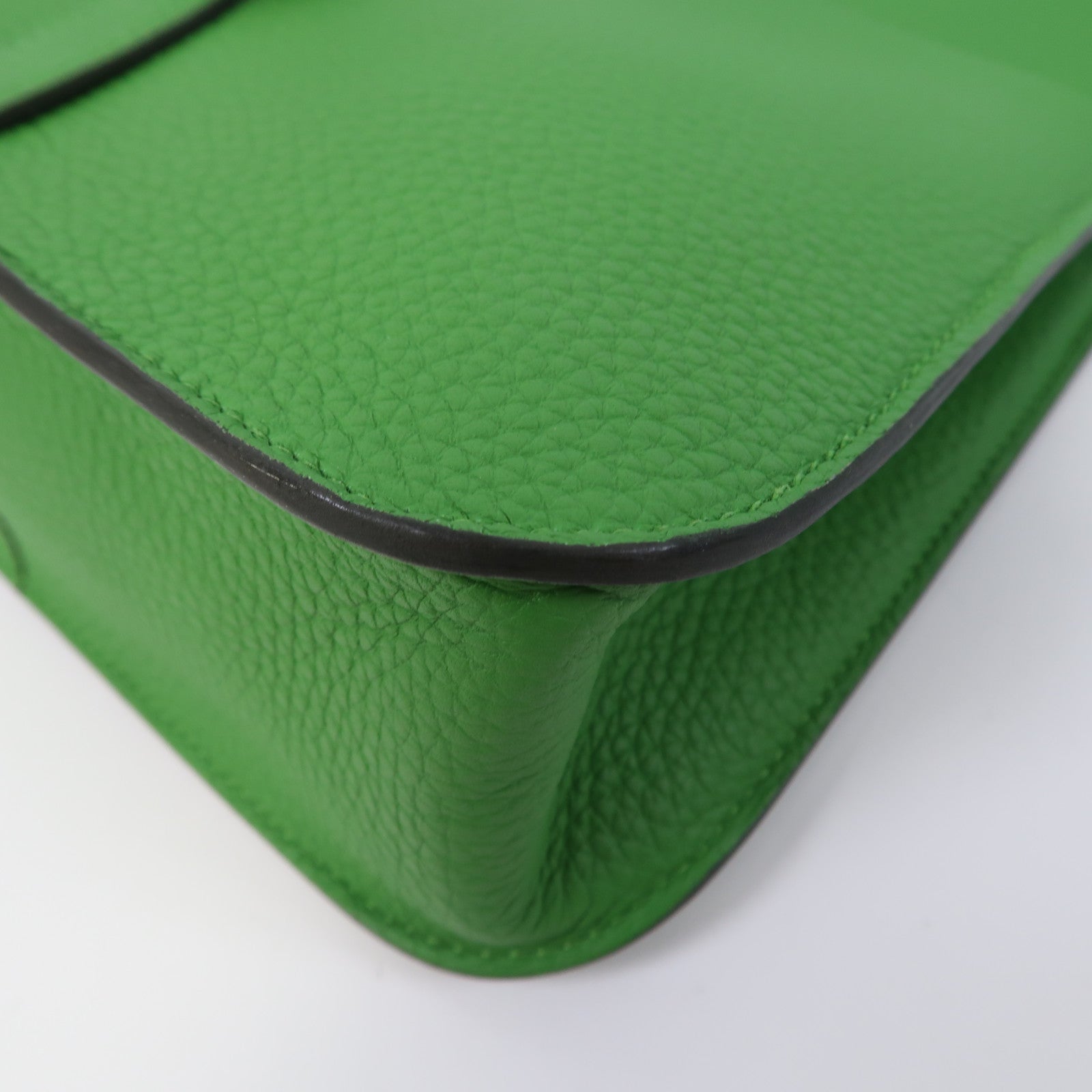 HERMES Clemence皮革Halzan 25銀扣手挽肩背兩用袋Vert Yucca絲蘭綠色
