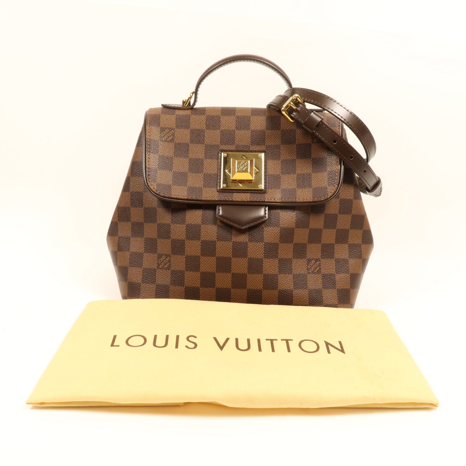 LOUIS VUITTON Damier Bergamo PM金扣手挽肩背兩用袋