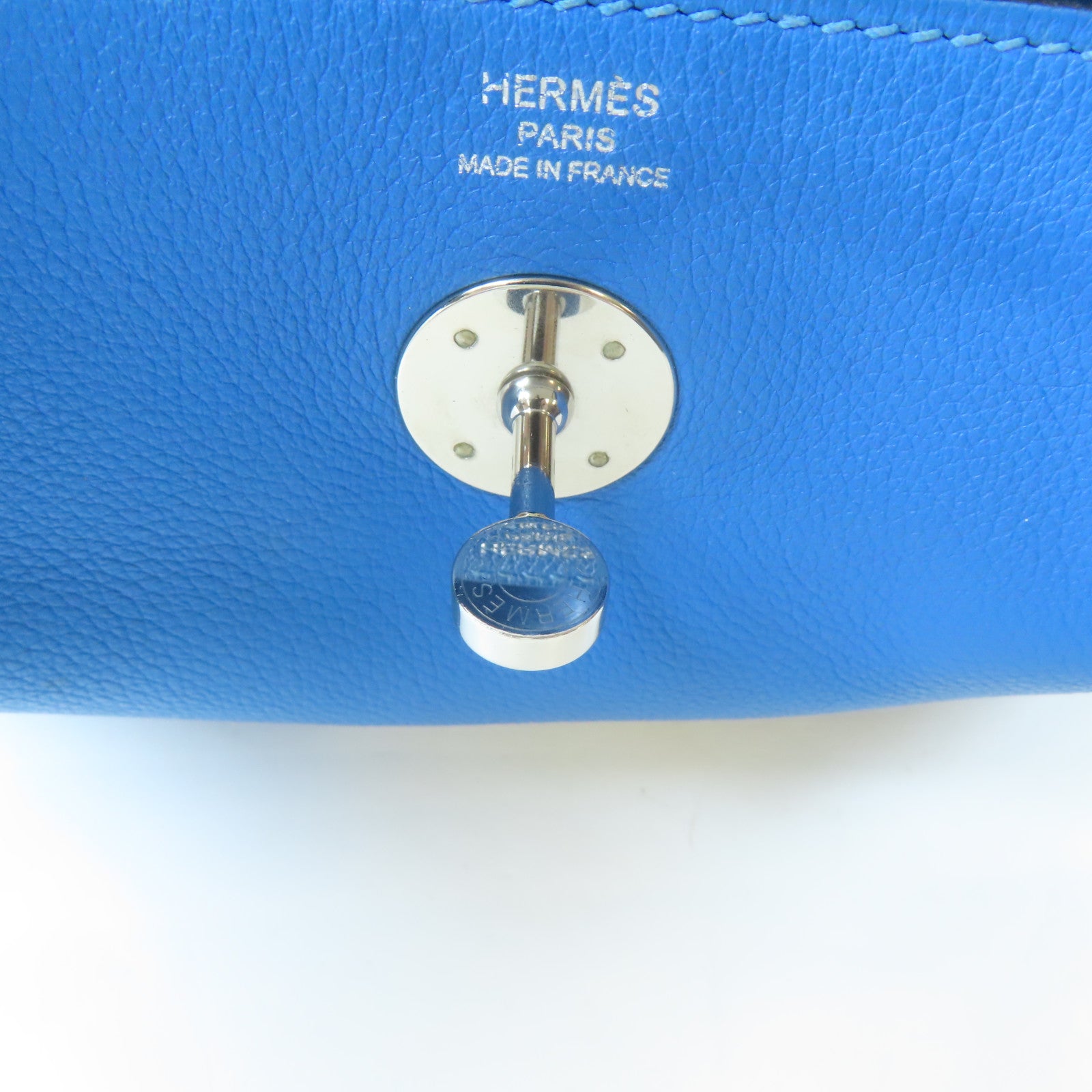 HERMES 【激減優惠】Evercolor皮革Lindy 26銀扣手挽肩背兩用袋Bleu Hydra/藍色