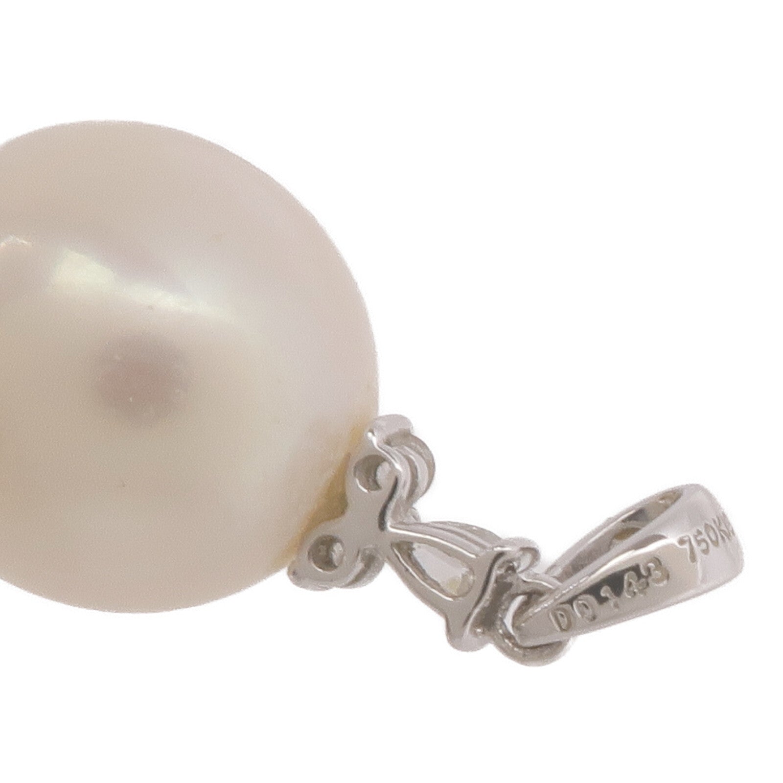 JEWELRY 18K白金Pearl Diamond Pendant Top珍珠/鑽石吊墜