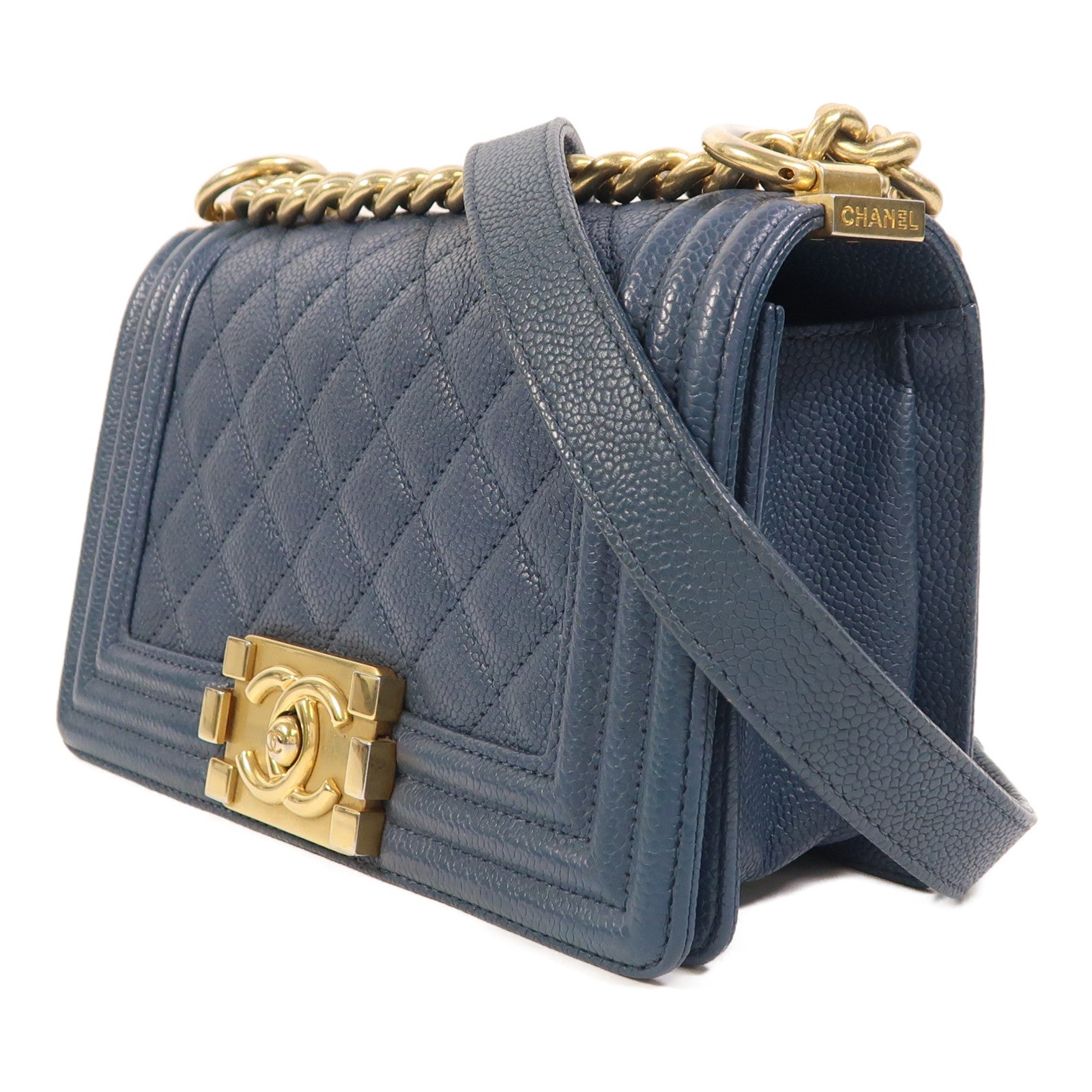 CHANEL 牛皮皮革Boy 20金扣鏈帶肩背袋