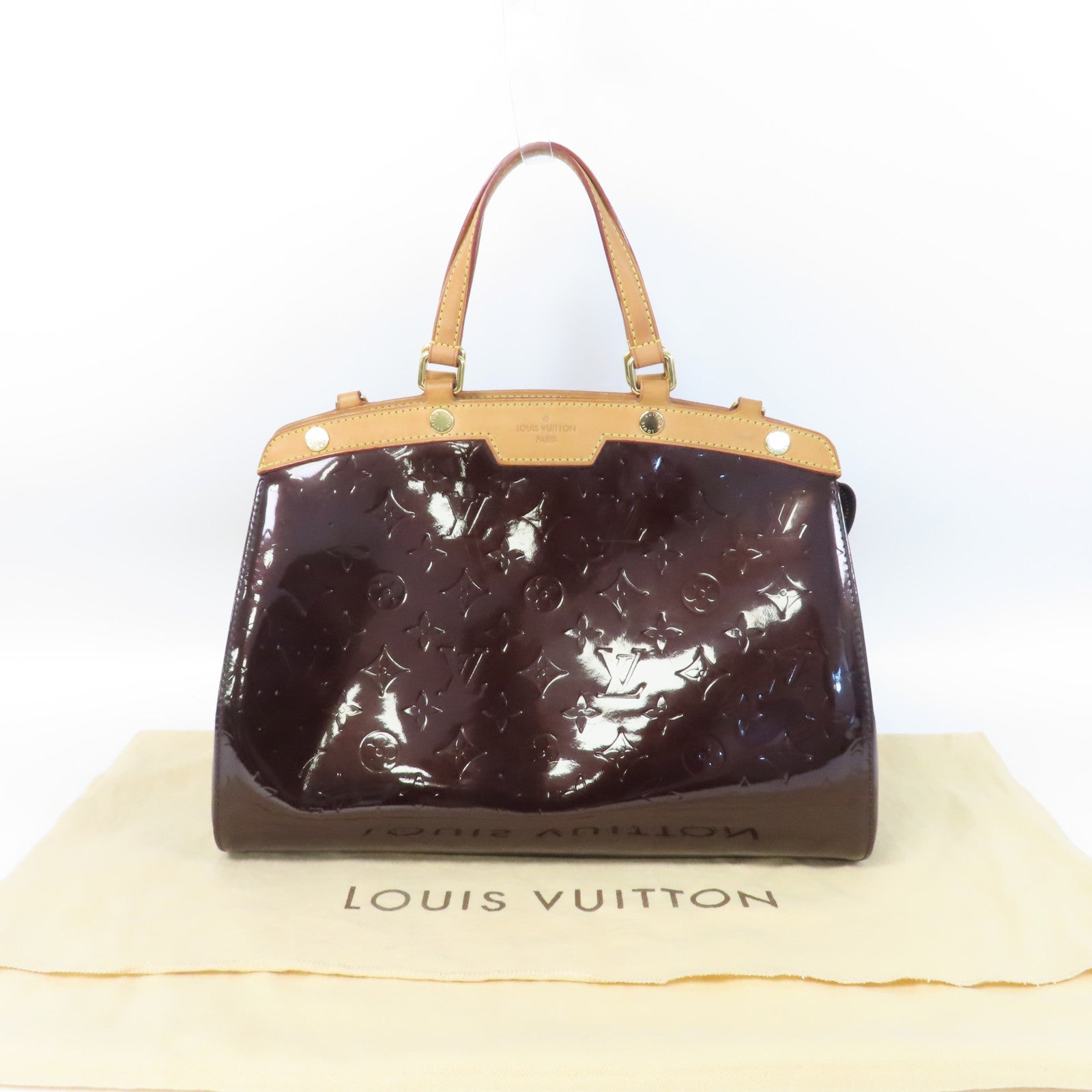LOUIS VUITTON 【激減優惠】Vernis BreaMM金扣手挽袋紅色