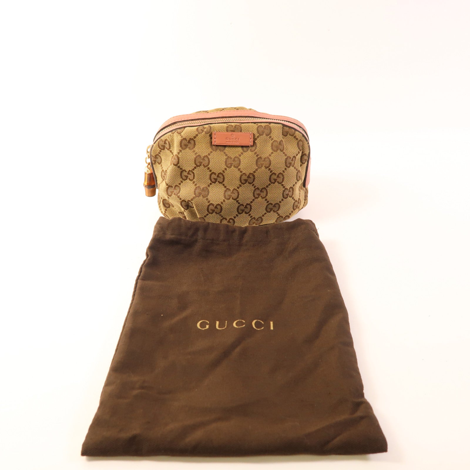 GUCCI 塗層帆布Pouch金扣化妝袋