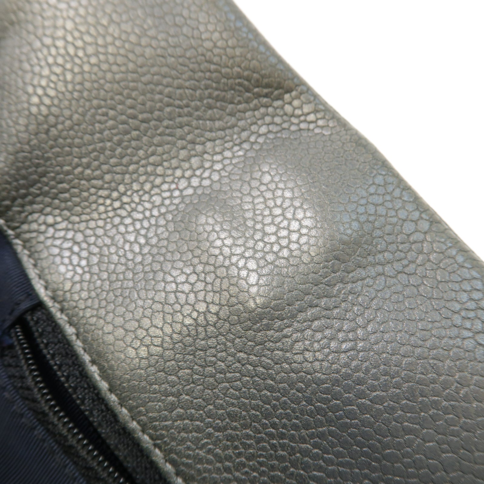 CHANEL 牛皮皮革Chain Shoulder Bag銀扣鏈帶肩背袋灰色