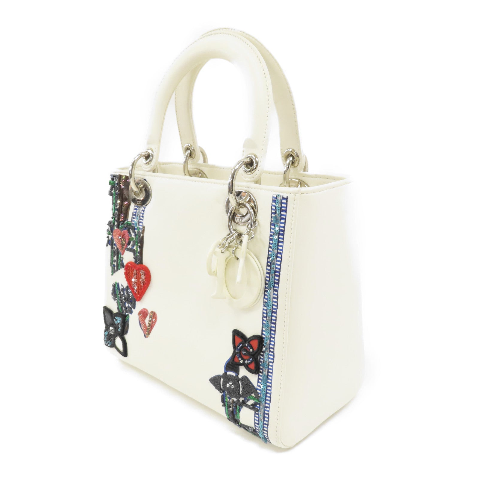 Dior 牛皮皮革Lady Dior銀扣肩背袋