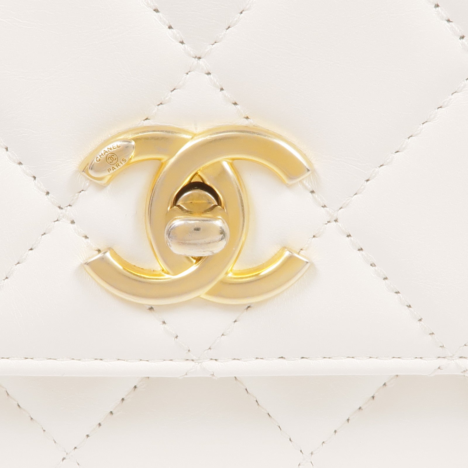 CHANEL 牛皮皮革Top Handle Mini Flap Bag金扣手挽肩背兩用袋