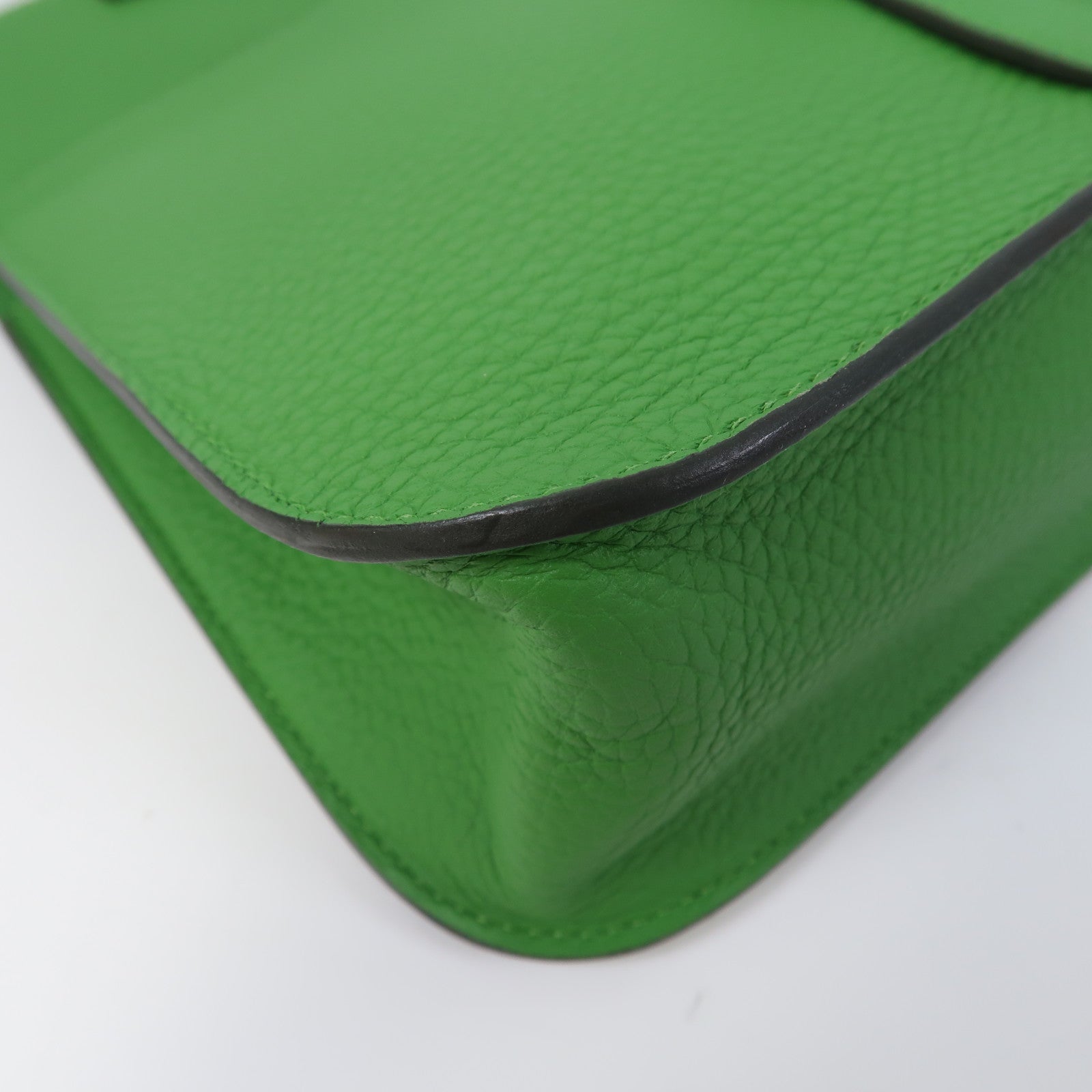 HERMES Clemence皮革Halzan 25銀扣手挽肩背兩用袋Vert Yucca絲蘭綠色