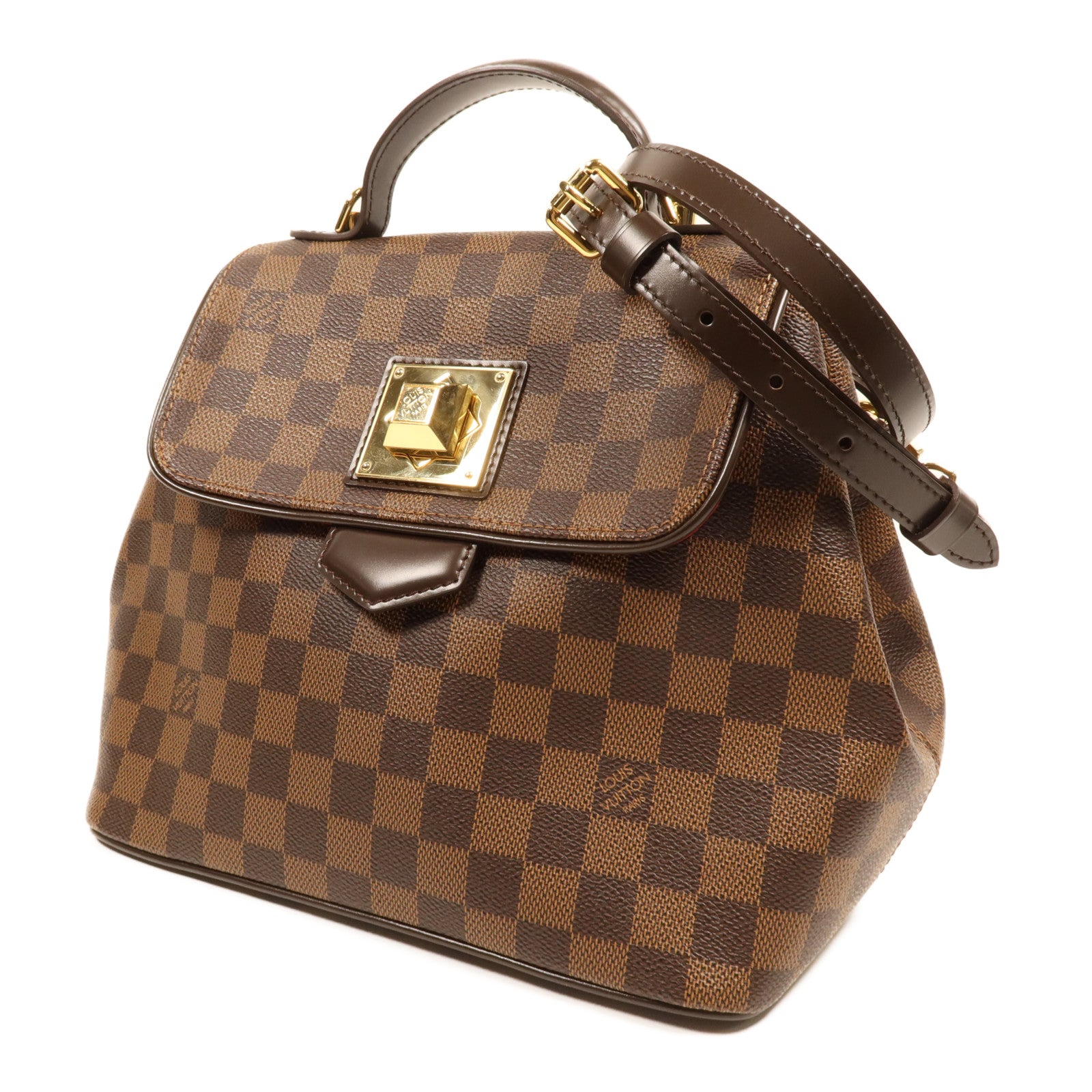 LOUIS VUITTON Damier Bergamo PM金扣手挽肩背兩用袋