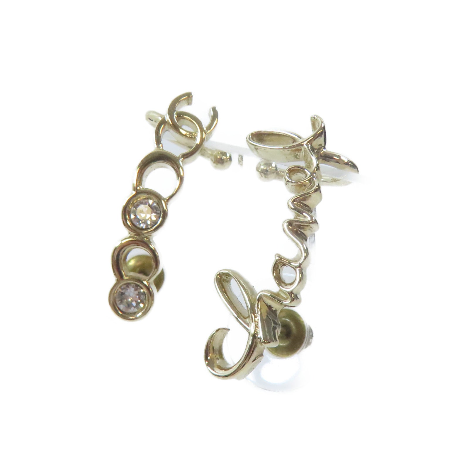 CHANEL 【激減優惠】金屬/水晶Pierced Earrings With Ear Cuffs耳環/耳夾金色
