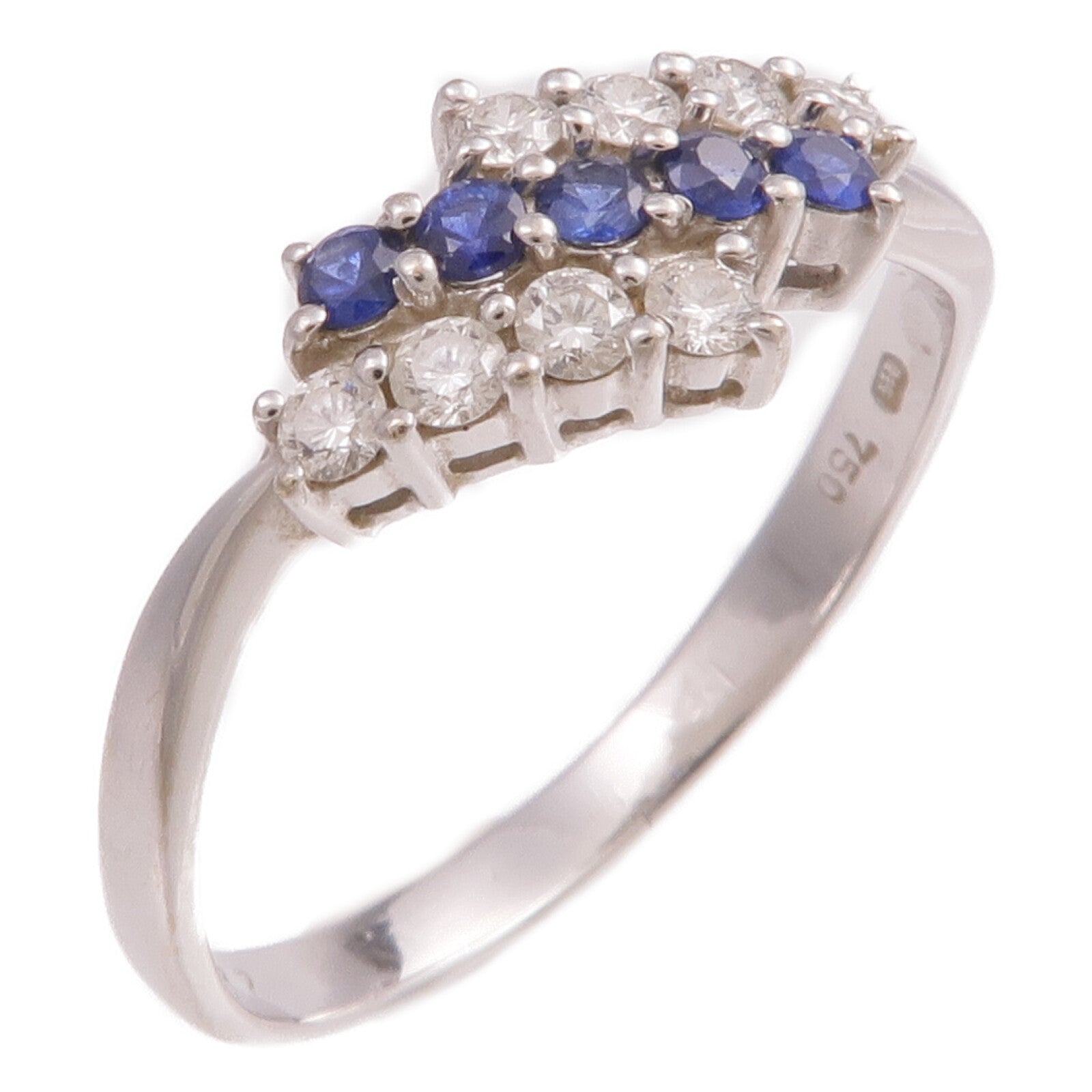 JEWELRY 18K白金Sapphire Diamond Ring藍寶石/鑽石戒指US#8.25