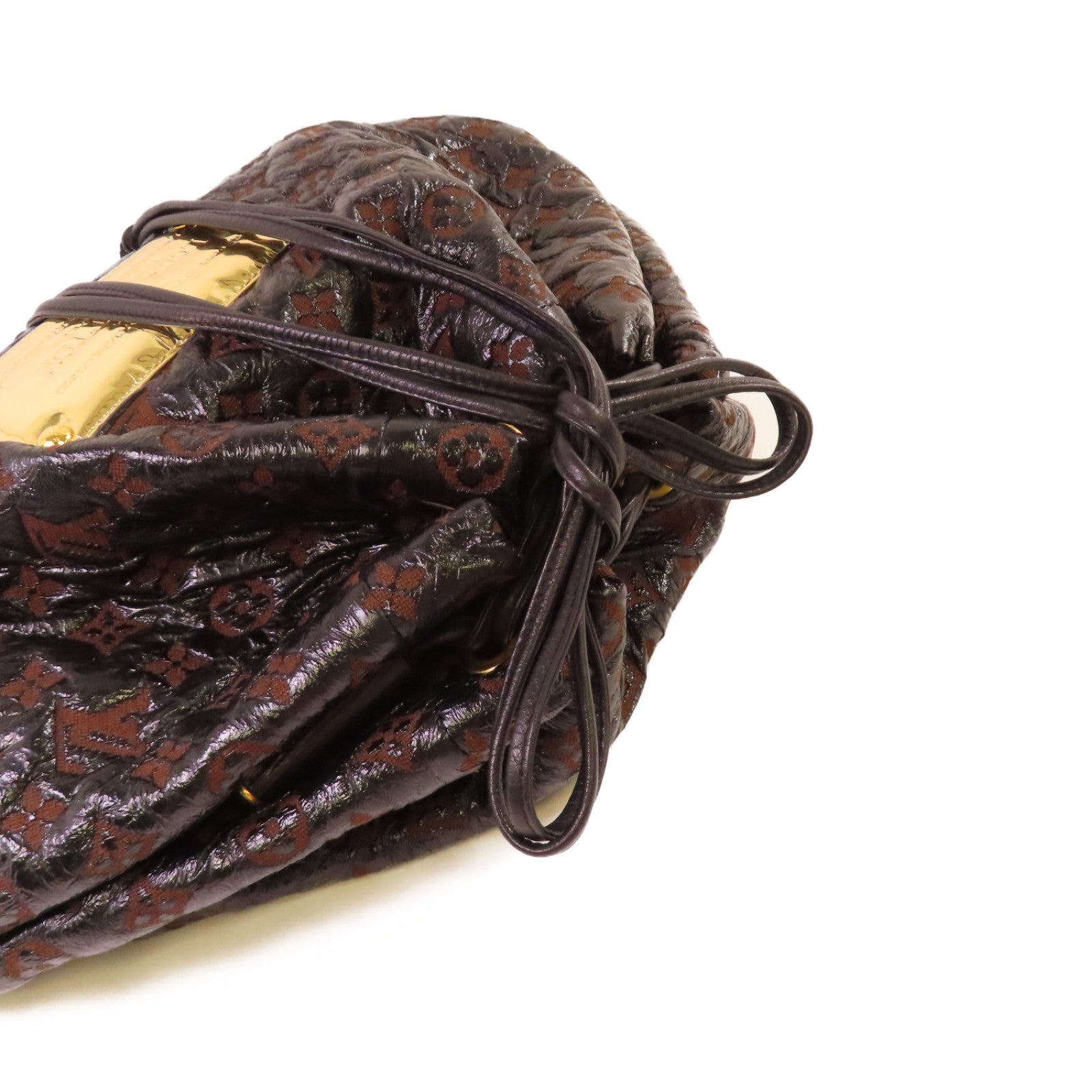 LOUIS VUITTON Monogram Envinil Squishy Inventeur Shoulder Bag Clutch金扣肩背袋啡色/黑色