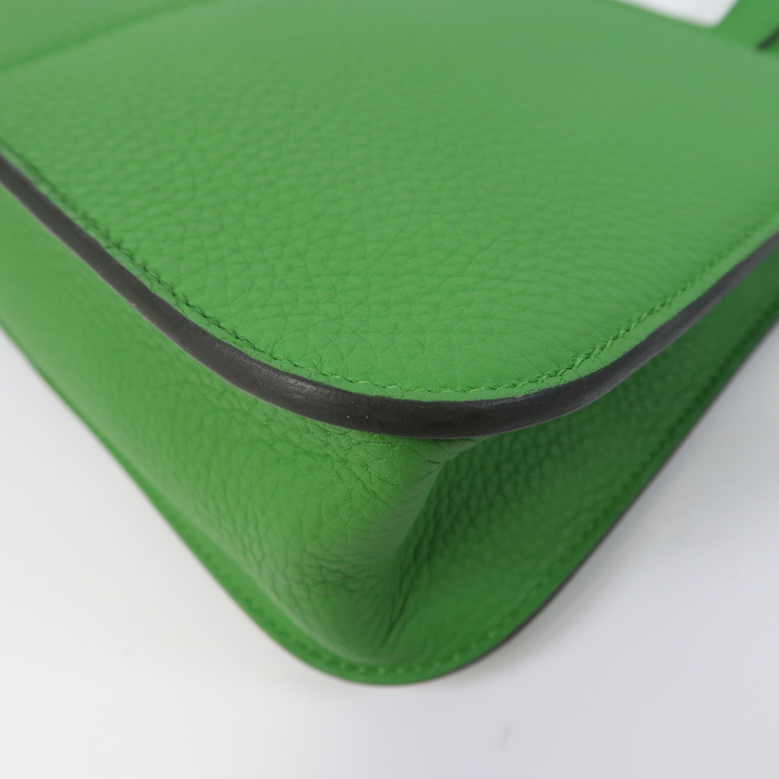 HERMES Clemence皮革Halzan 25銀扣手挽肩背兩用袋Vert Yucca絲蘭綠色