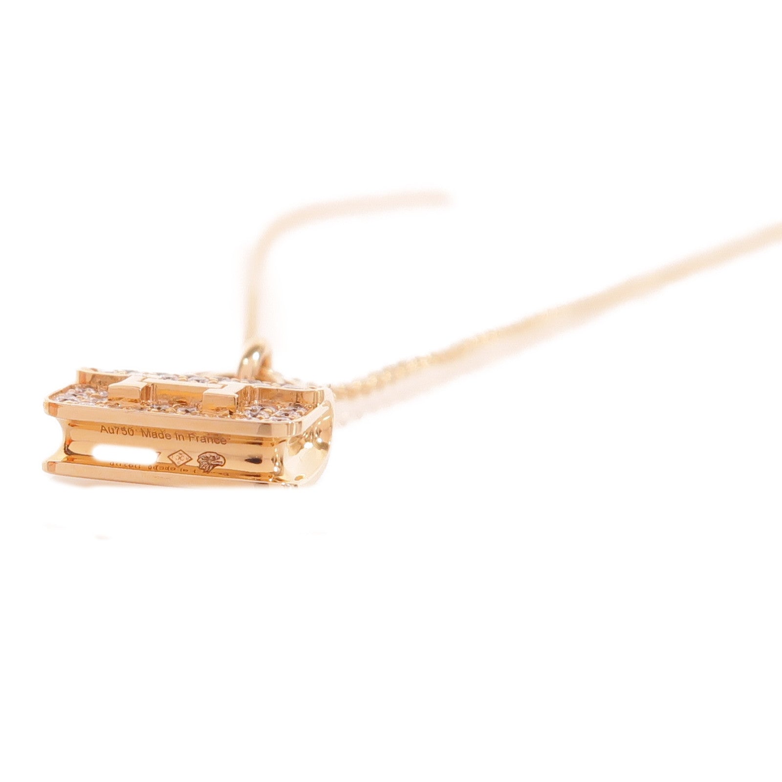 HERMES 18K玫瑰金Amulettes Constance Pendant項鍊