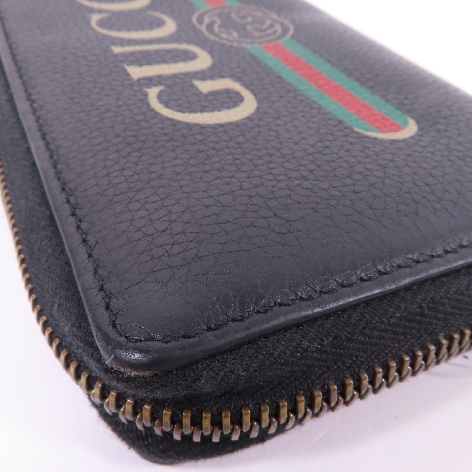 GUCCI 牛皮皮革Zipper Long Round Wallet金扣長錢包