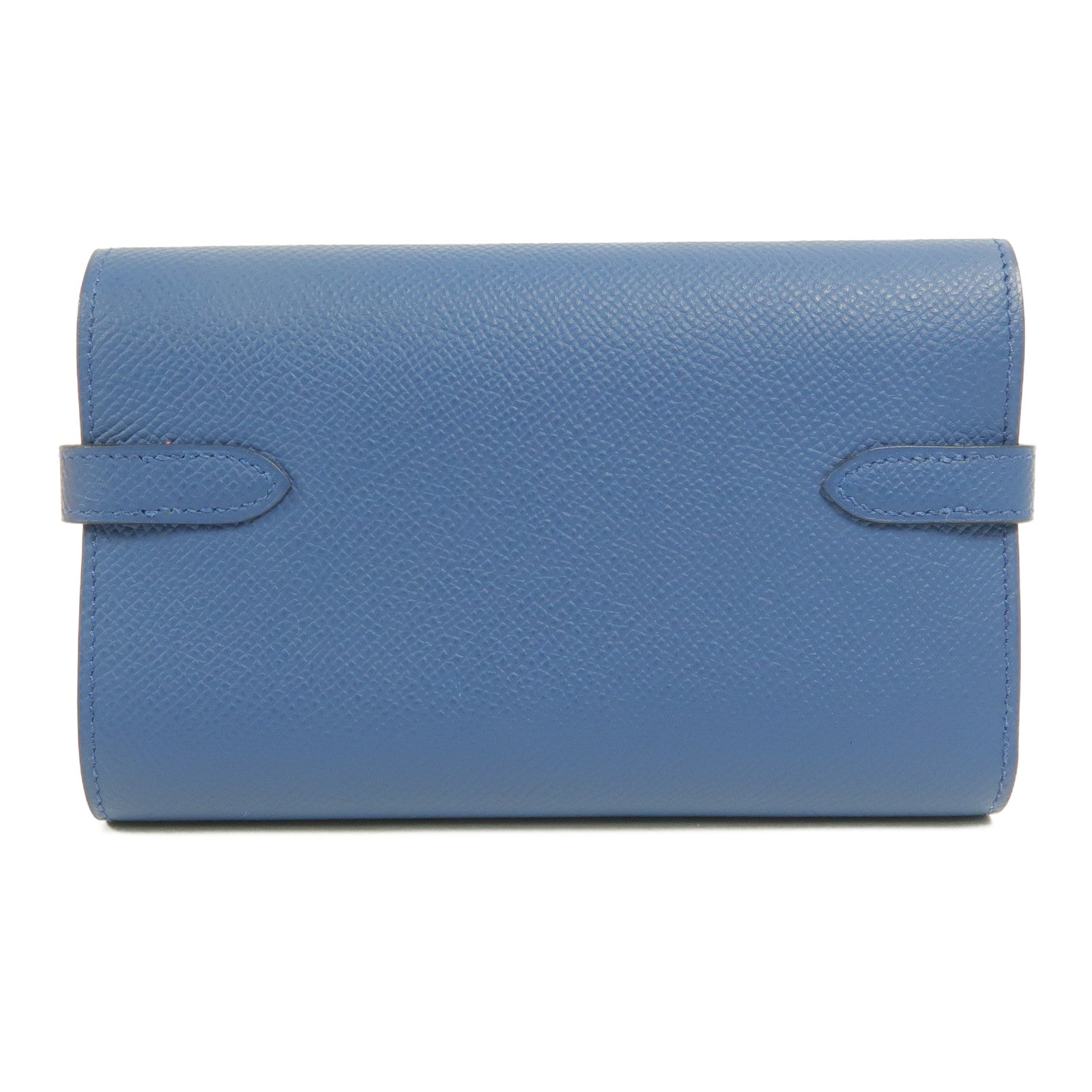 HERMES Epsom皮革Kelly Depliant Medium長錢包Bleu Agate