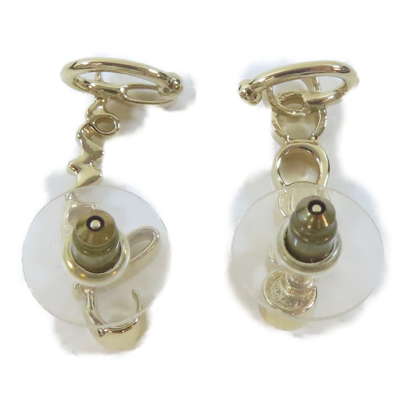CHANEL 【激減優惠】金屬/水晶Pierced Earrings With Ear Cuffs耳環/耳夾金色