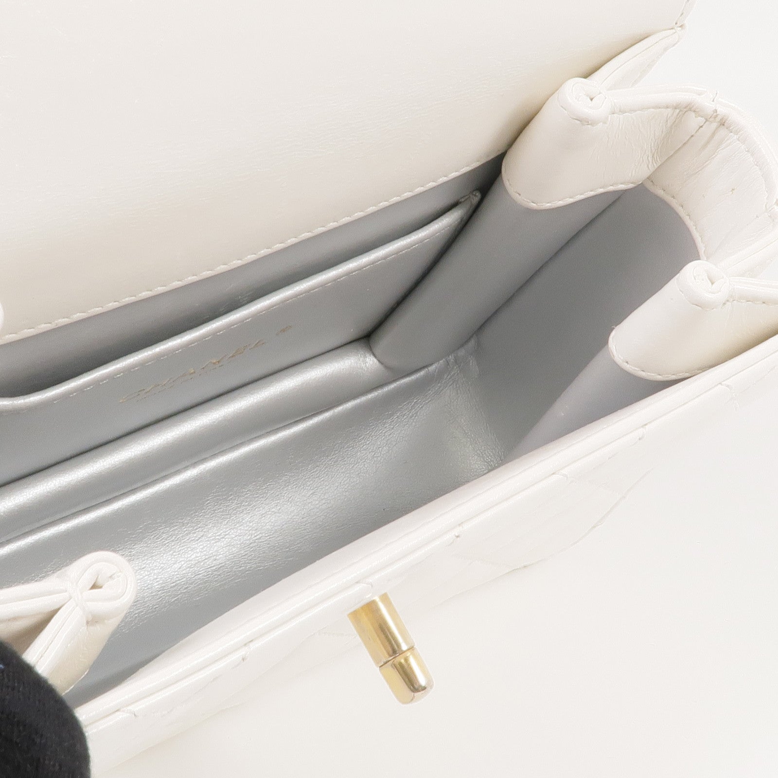 CHANEL 牛皮皮革Top Handle Mini Flap Bag金扣手挽肩背兩用袋