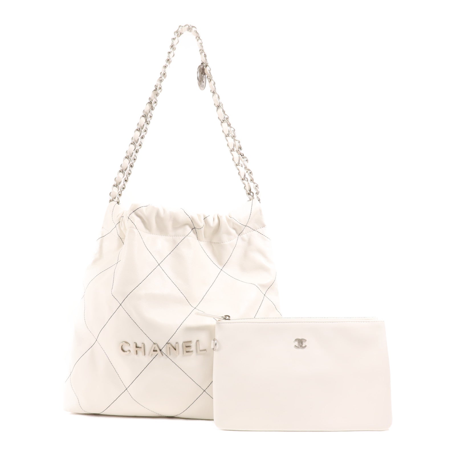 CHANEL 【激減優惠】羊皮皮革Chanel 22 Small銀扣鏈帶肩背袋