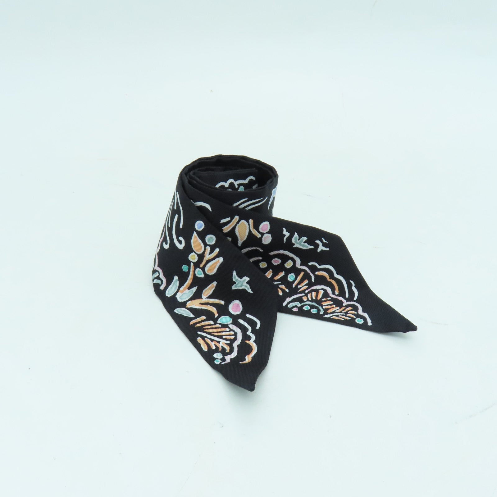 HERMES 【激減優惠】絲質Twilly絲巾黑色/彩色