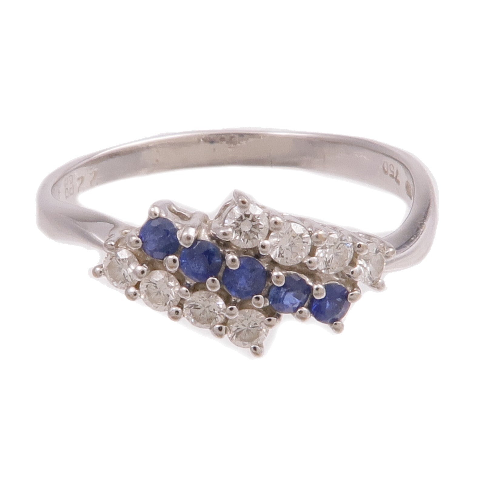 JEWELRY 18K白金Sapphire Diamond Ring藍寶石/鑽石戒指US#8.25