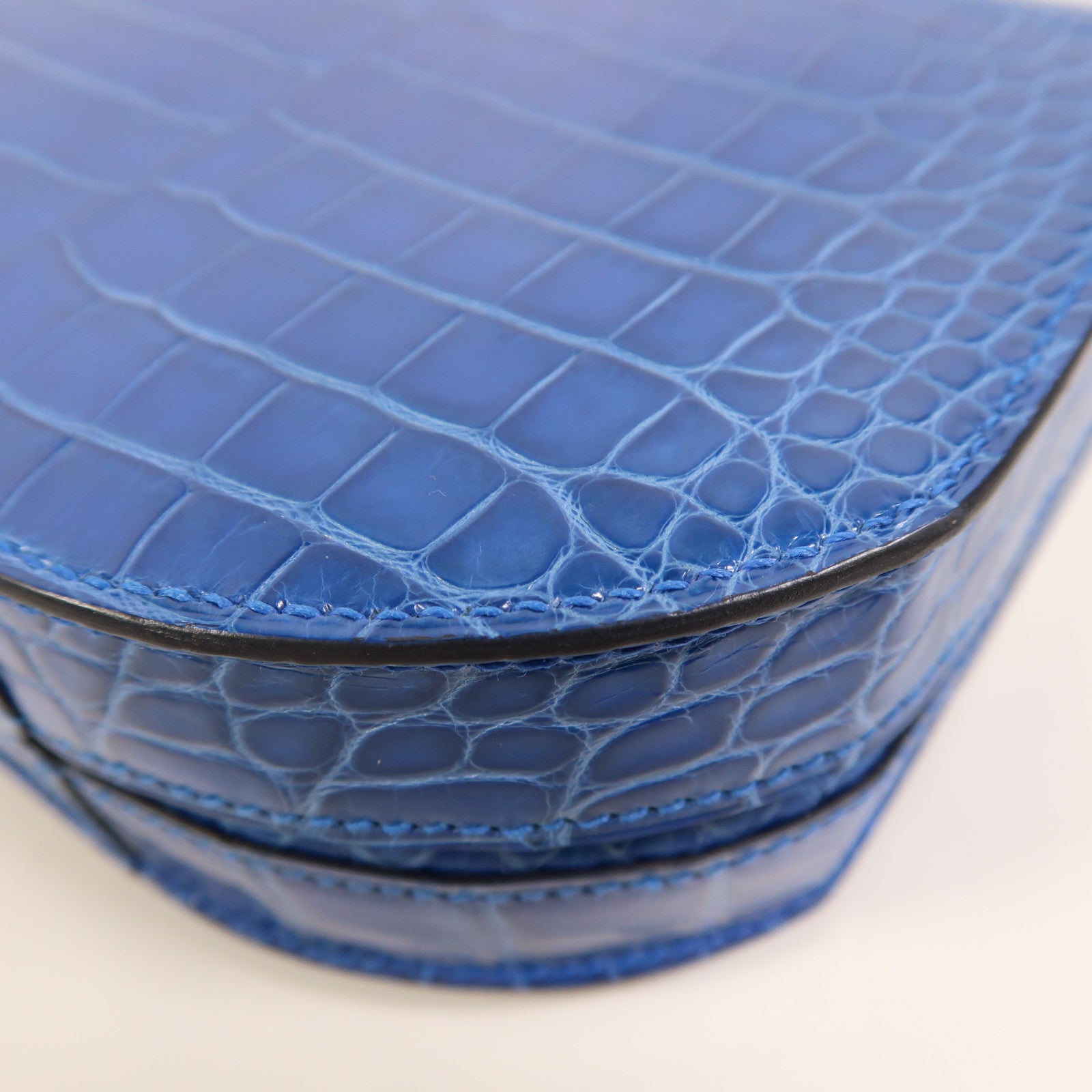 HERMES 鱷魚皮革Mini Mosaique銀扣肩背袋