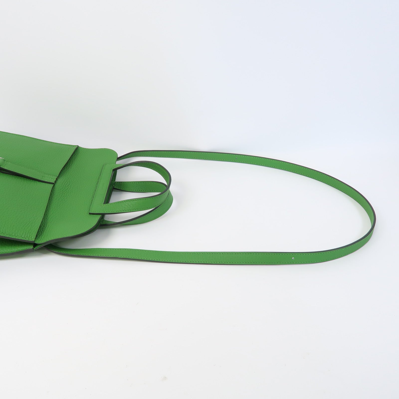 HERMES Clemence皮革Halzan 25銀扣手挽肩背兩用袋Vert Yucca絲蘭綠色