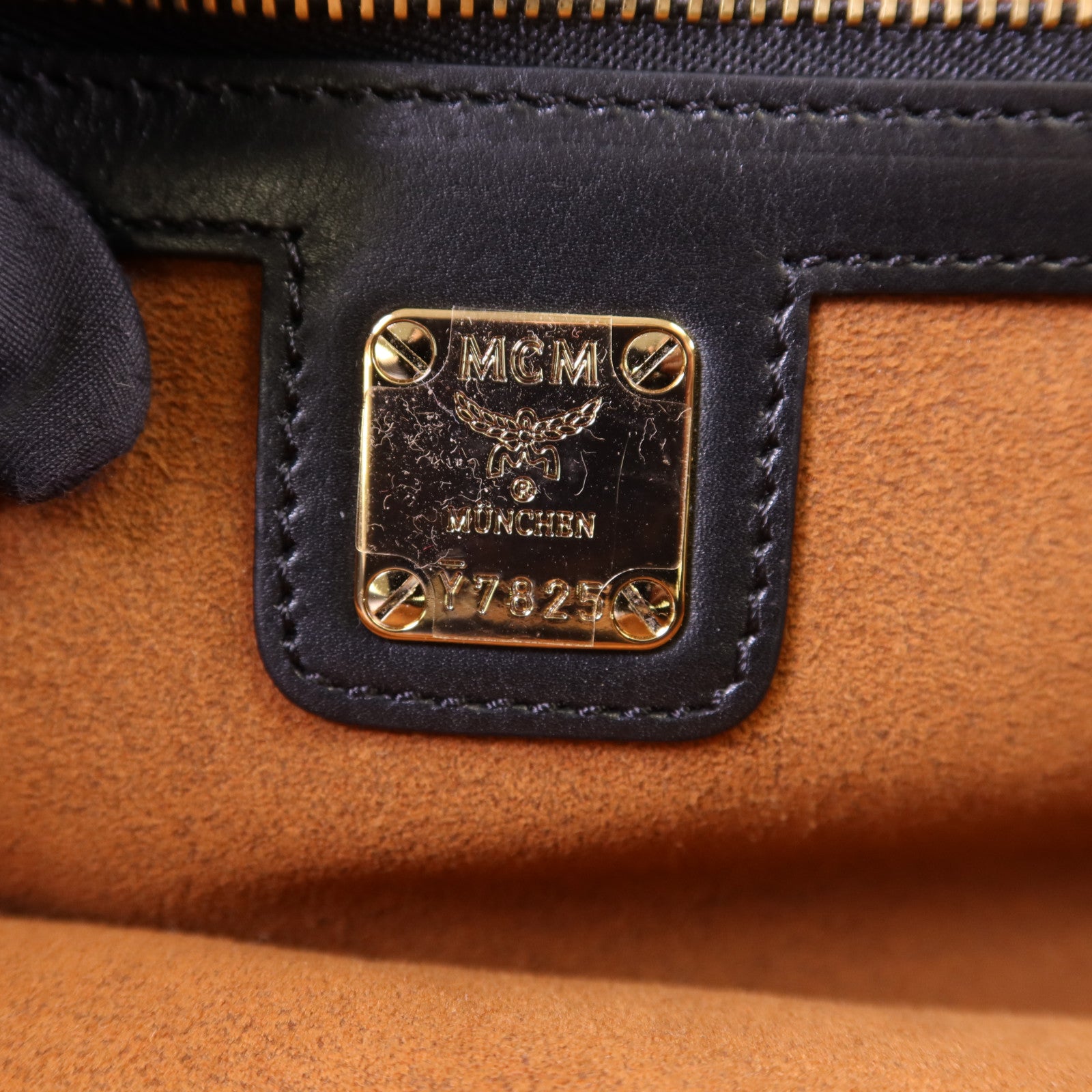 MCM 塗層帆布/牛皮皮革Visetos金扣手挽袋