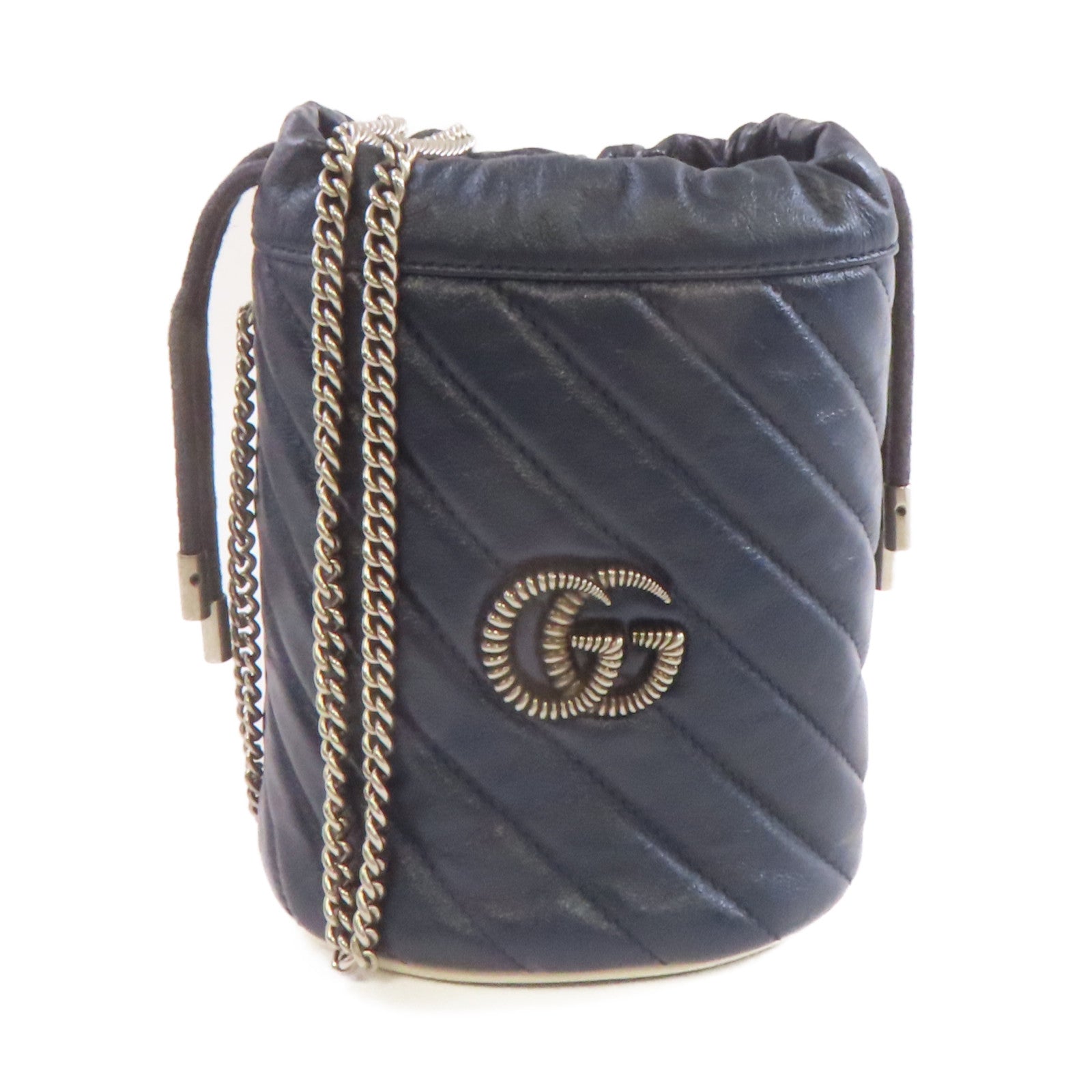 GUCCI 【激減優惠】牛皮皮革GG Marmont Chain Shoulder Bag鏈帶肩背袋藍色